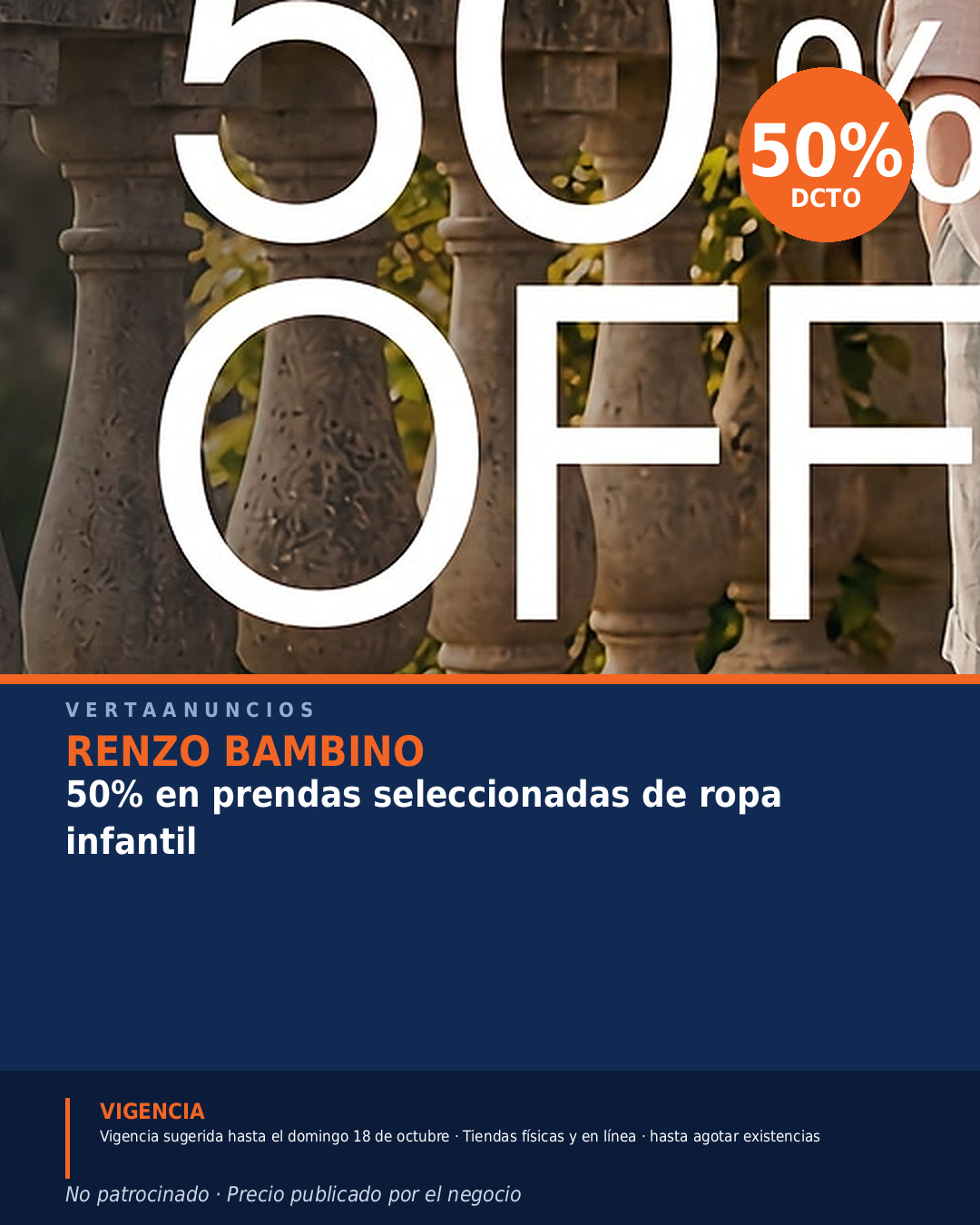 50% en prendas seleccionadas de ropa infantil — Renzo Bambino