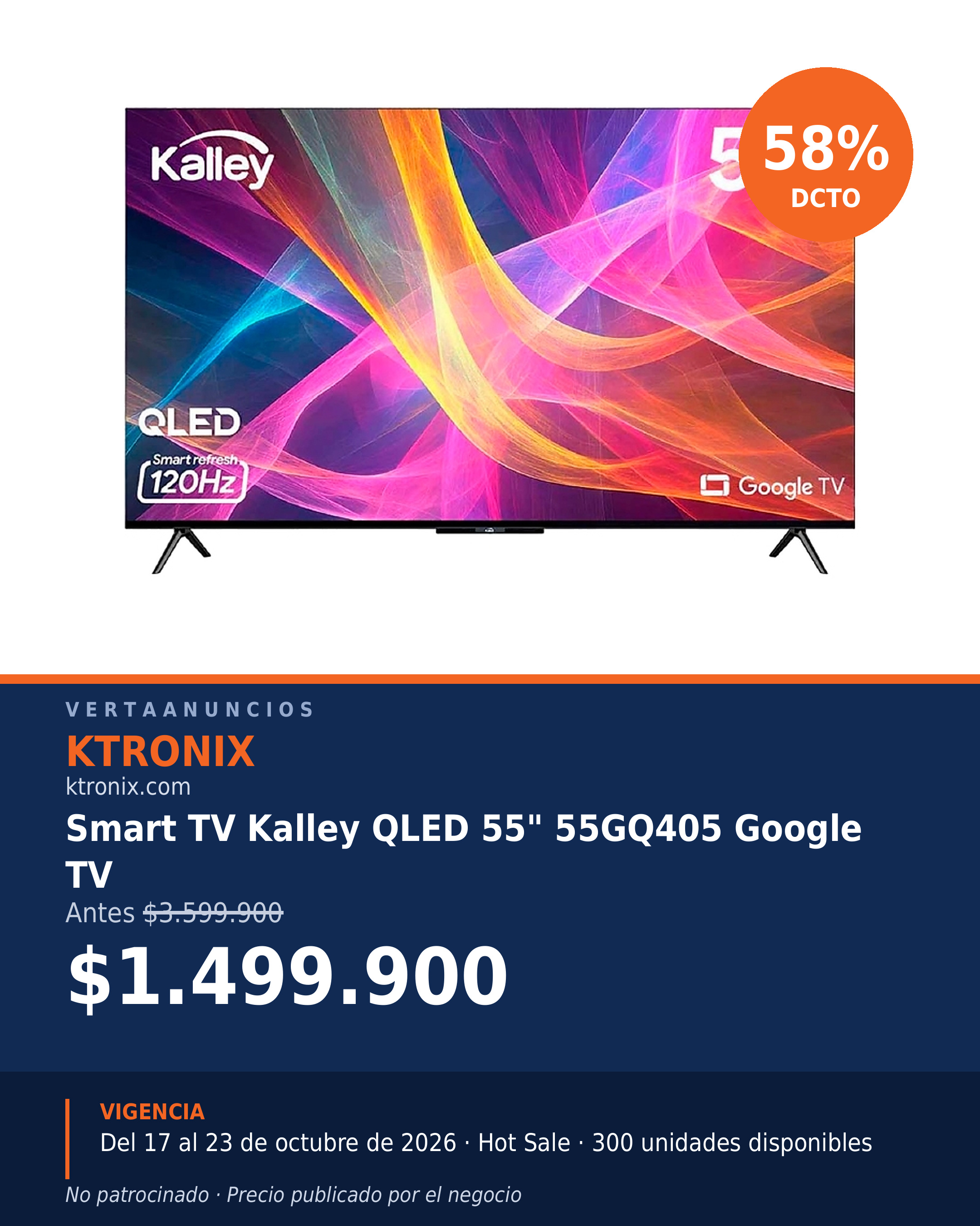 Televisor Kalley 55" QLED 55GQ405 — Ktronix