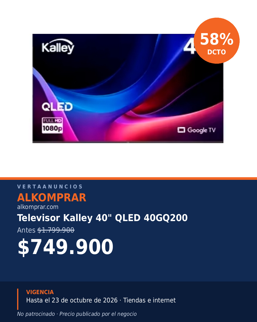 Televisor Kalley 40" QLED 40GQ200 — Alkomprar