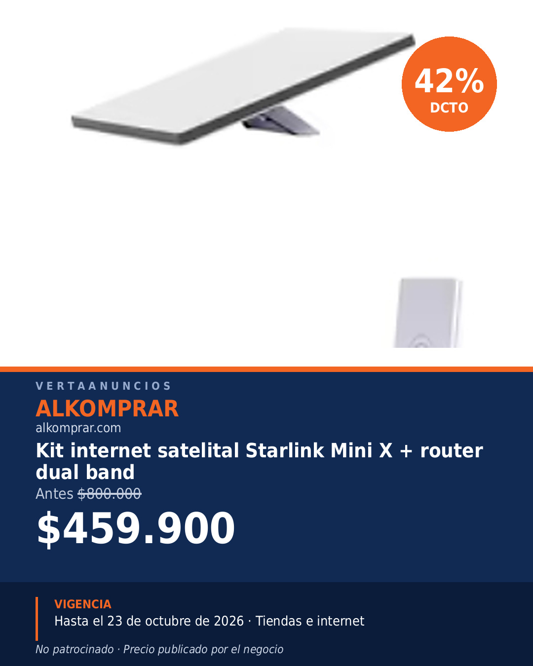 Kit internet satelital Starlink Mini X + router dual band — Alkomprar