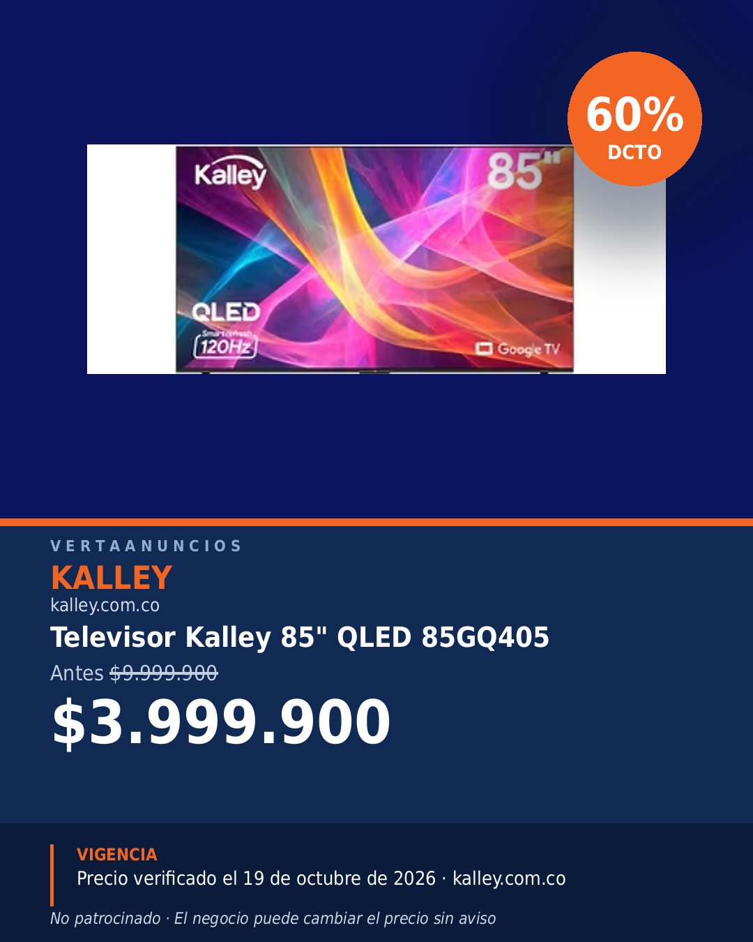 Televisor Kalley 85" QLED 85GQ405 — Kalley