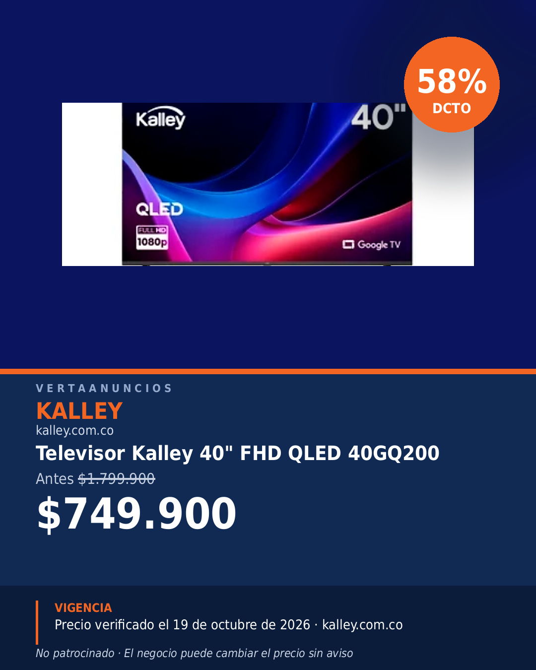 Televisor Kalley 40" FHD QLED 40GQ200 — Kalley