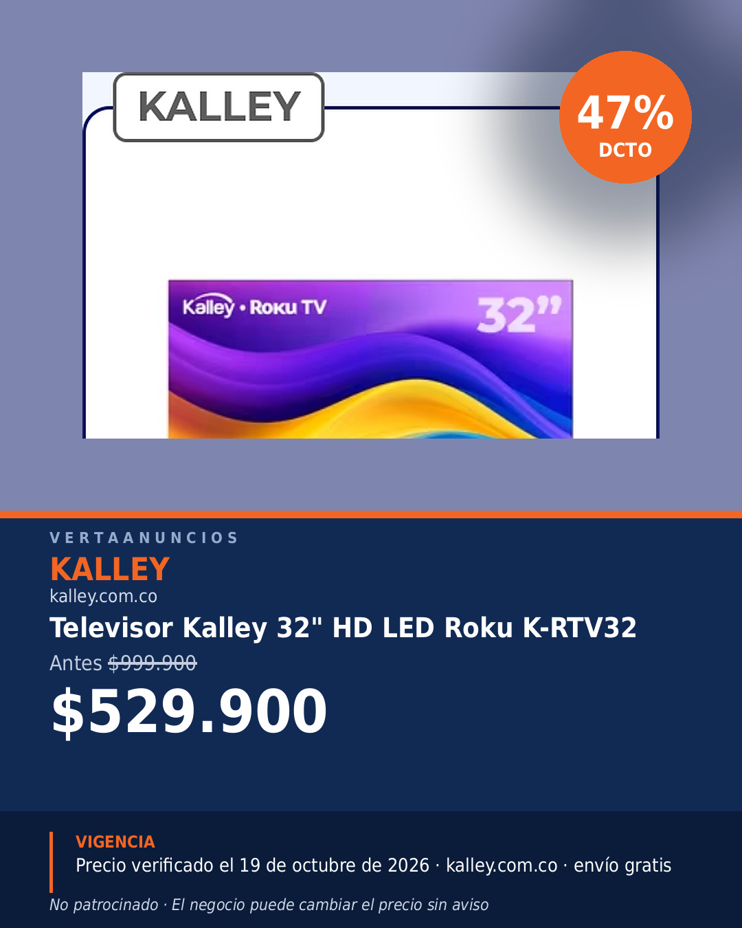 Televisor Kalley 32" HD LED Roku K-RTV32 — Kalley