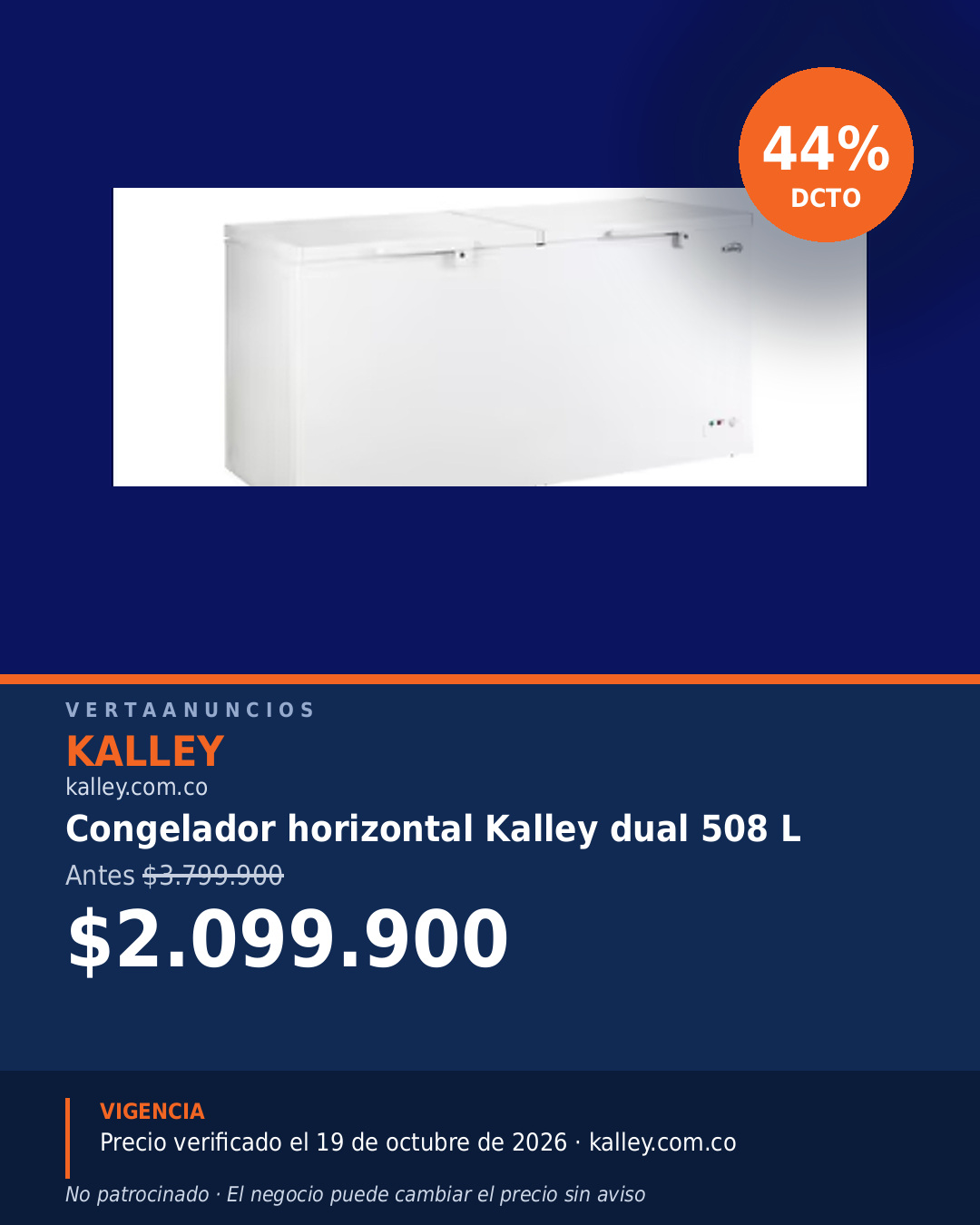 Congelador horizontal Kalley dual 508 L — Kalley