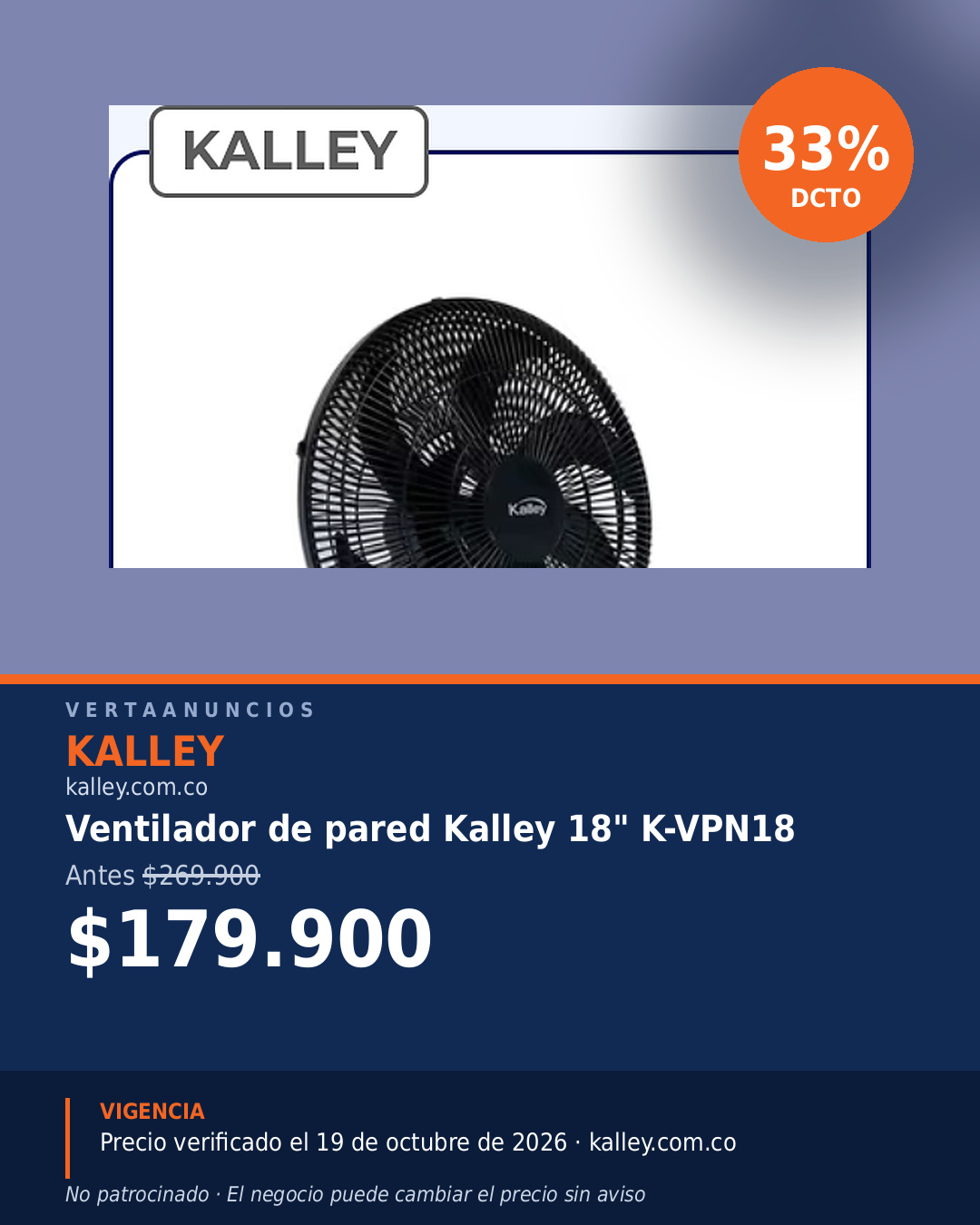 Ventilador de pared Kalley 18" K-VPN18 — Kalley