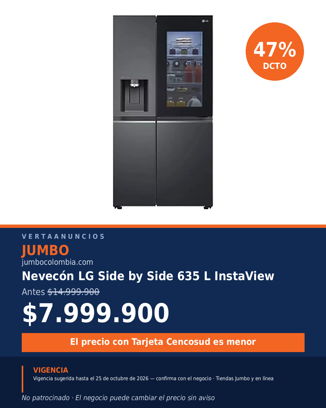 Nevecón LG Side by Side 635 L InstaView — Jumbo