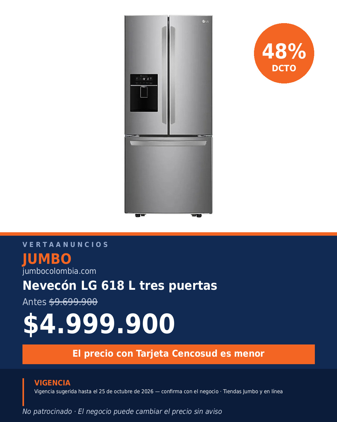 Nevecón LG 618 L tres puertas — Jumbo