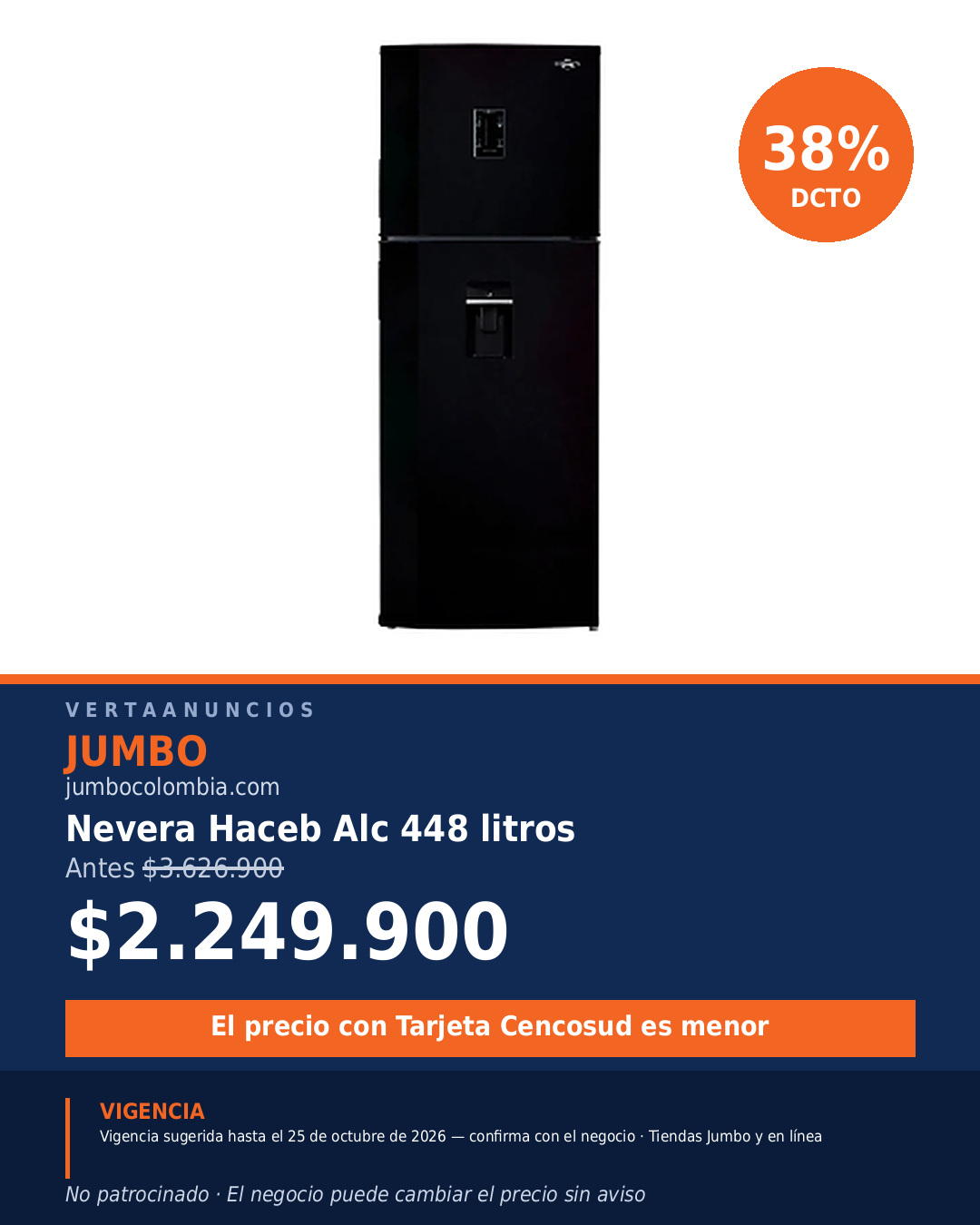 Nevera Haceb Alc 448 litros — Jumbo