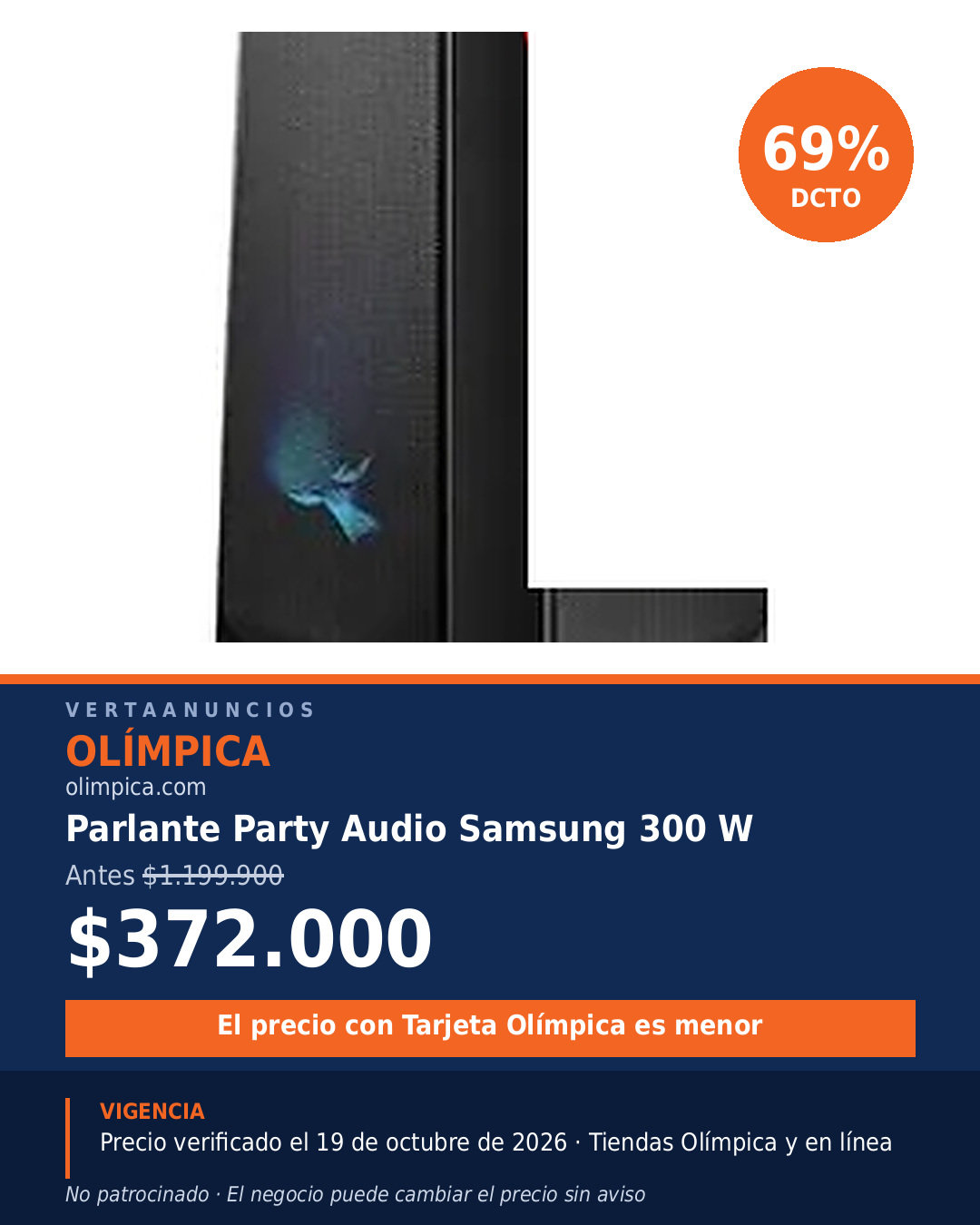 Parlante Party Audio Samsung 300 W — Olímpica