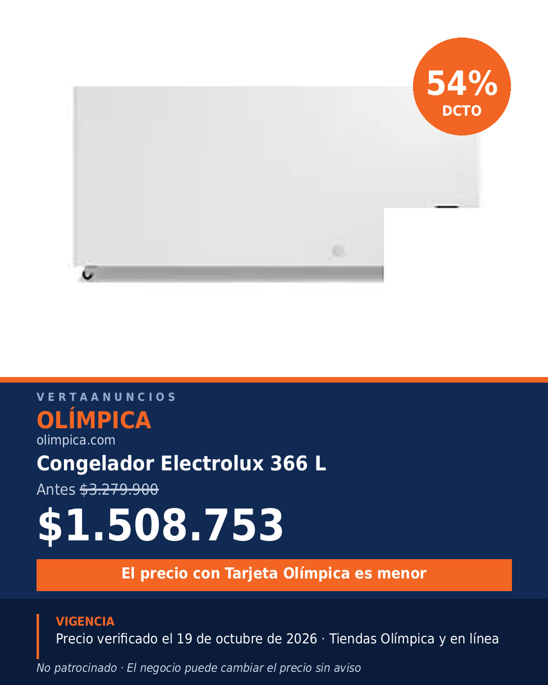 Congelador Electrolux 366 L — Olímpica