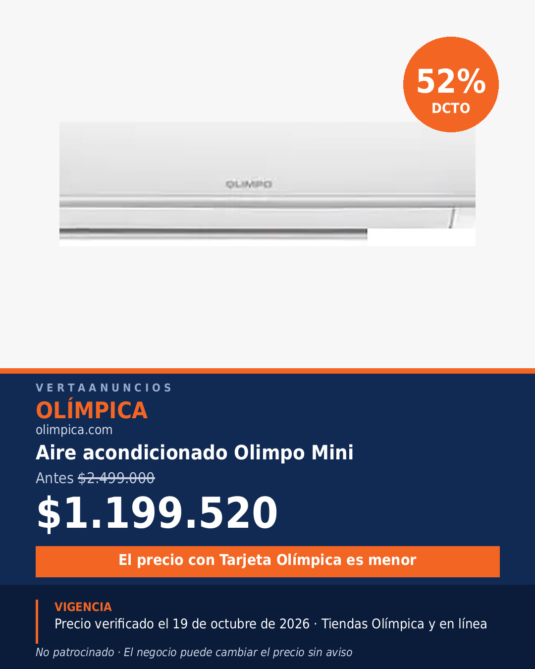 Aire acondicionado Olimpo Mini — Olímpica