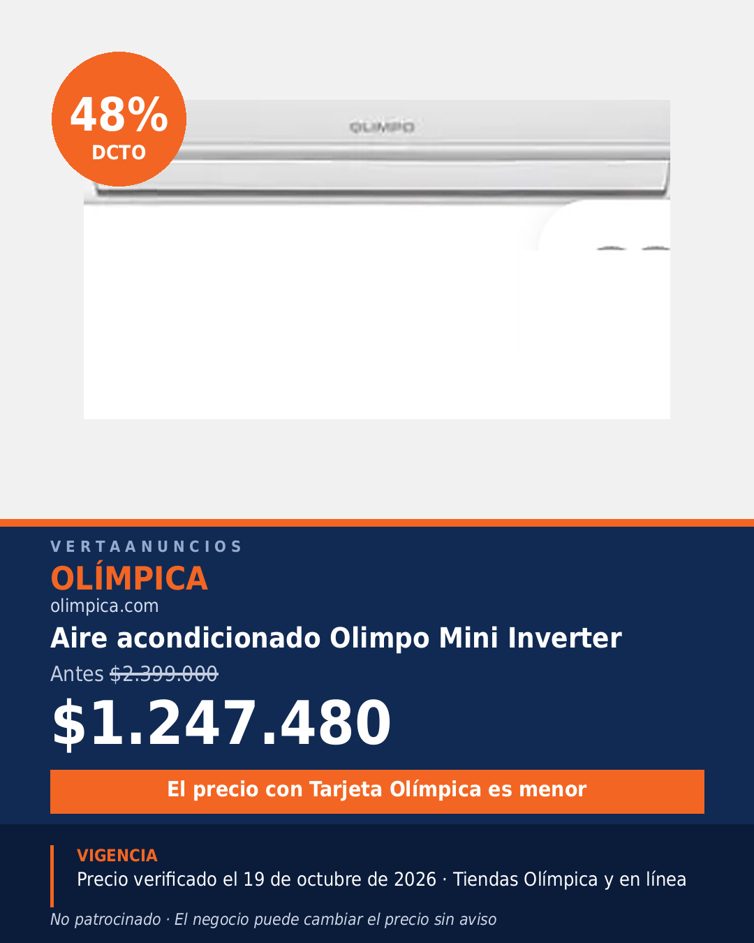 Aire acondicionado Olimpo Mini Inverter — Olímpica