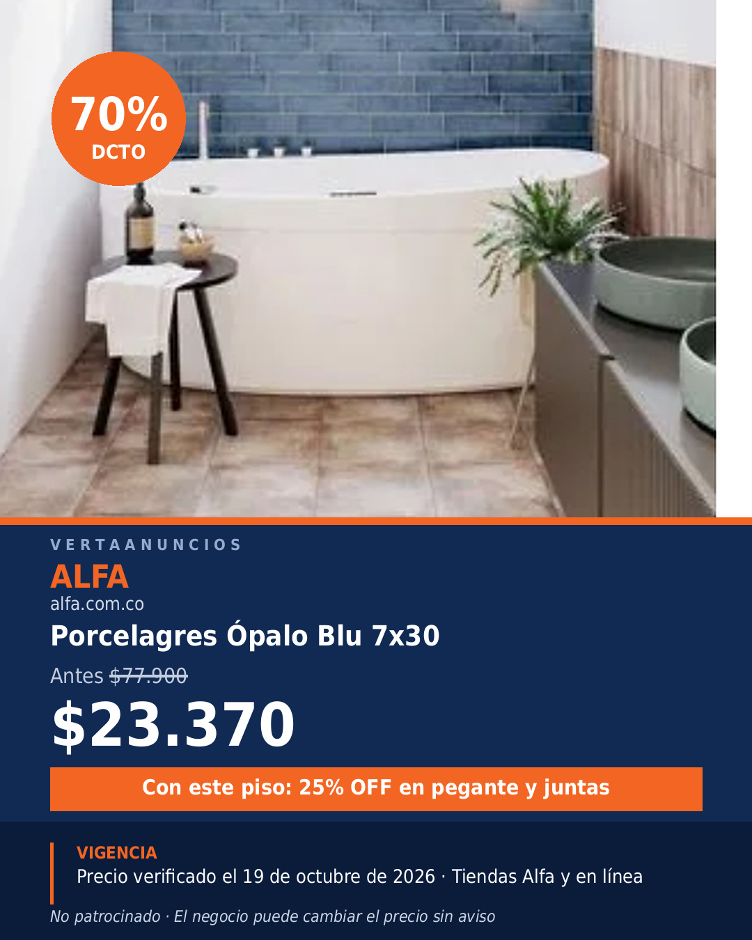 Porcelagres Ópalo Blu 7x30 — Alfa