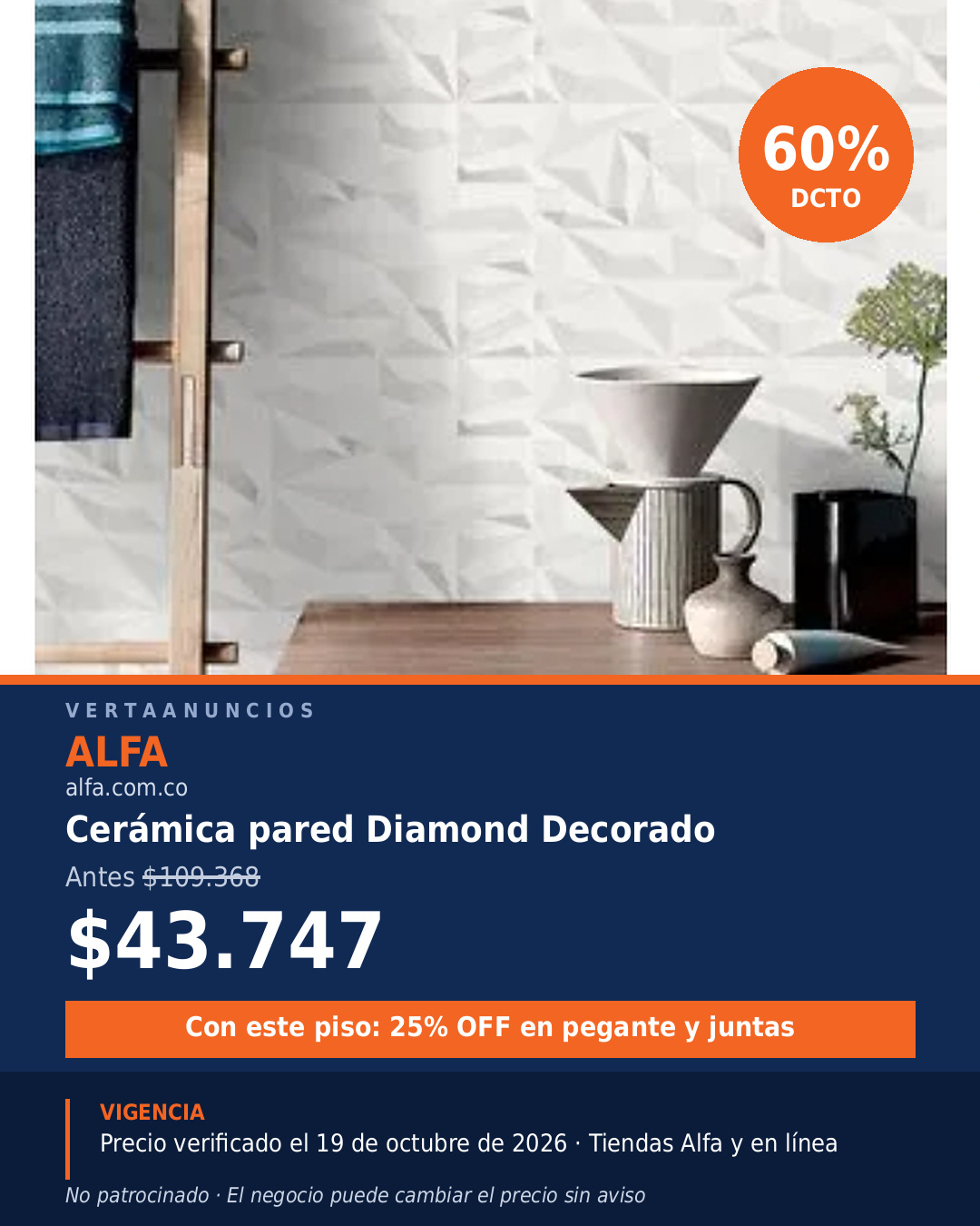 Cerámica pared Diamond Decorado — Alfa