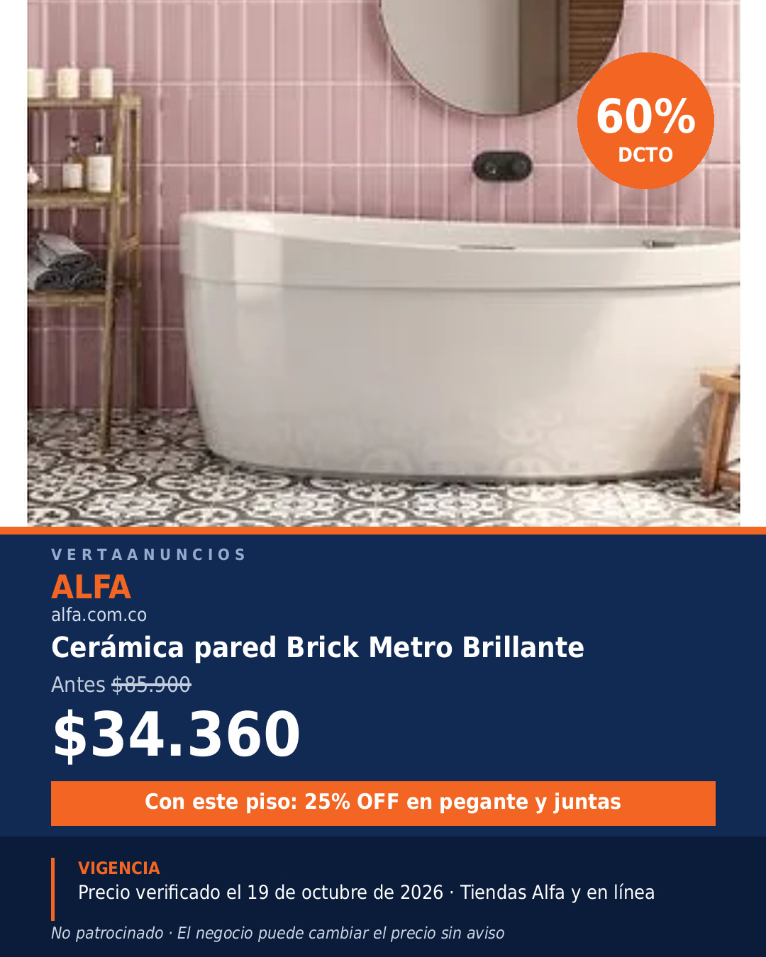 Cerámica pared Brick Metro Brillante — Alfa