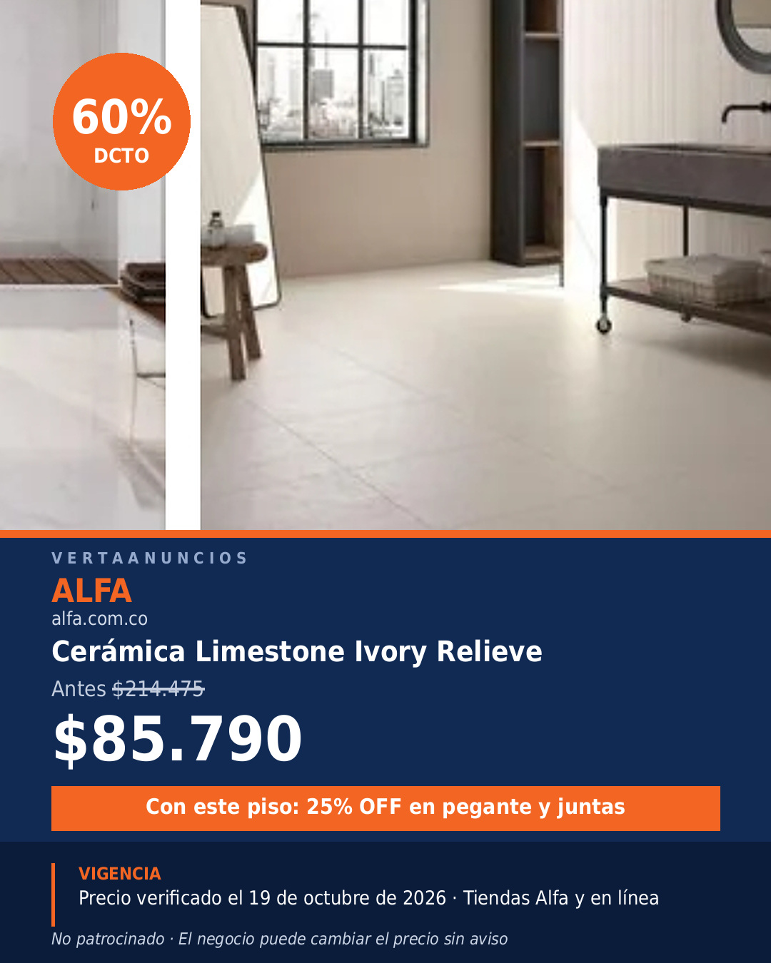 Cerámica Limestone Ivory Relieve — Alfa