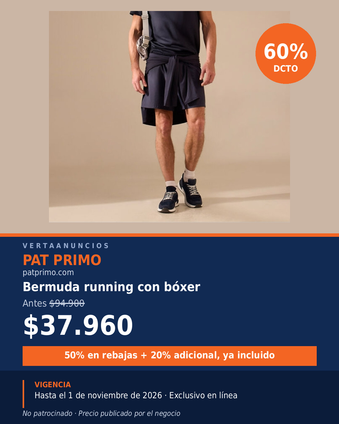 Bermuda running con bóxer — Pat Primo