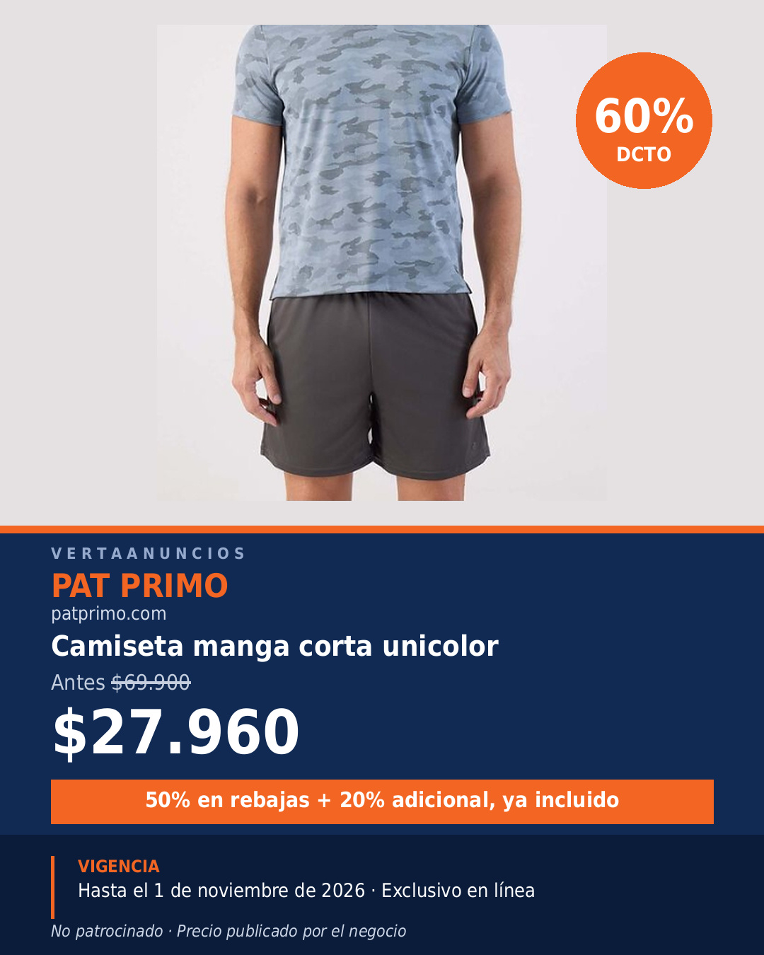 Camiseta manga corta unicolor — Pat Primo