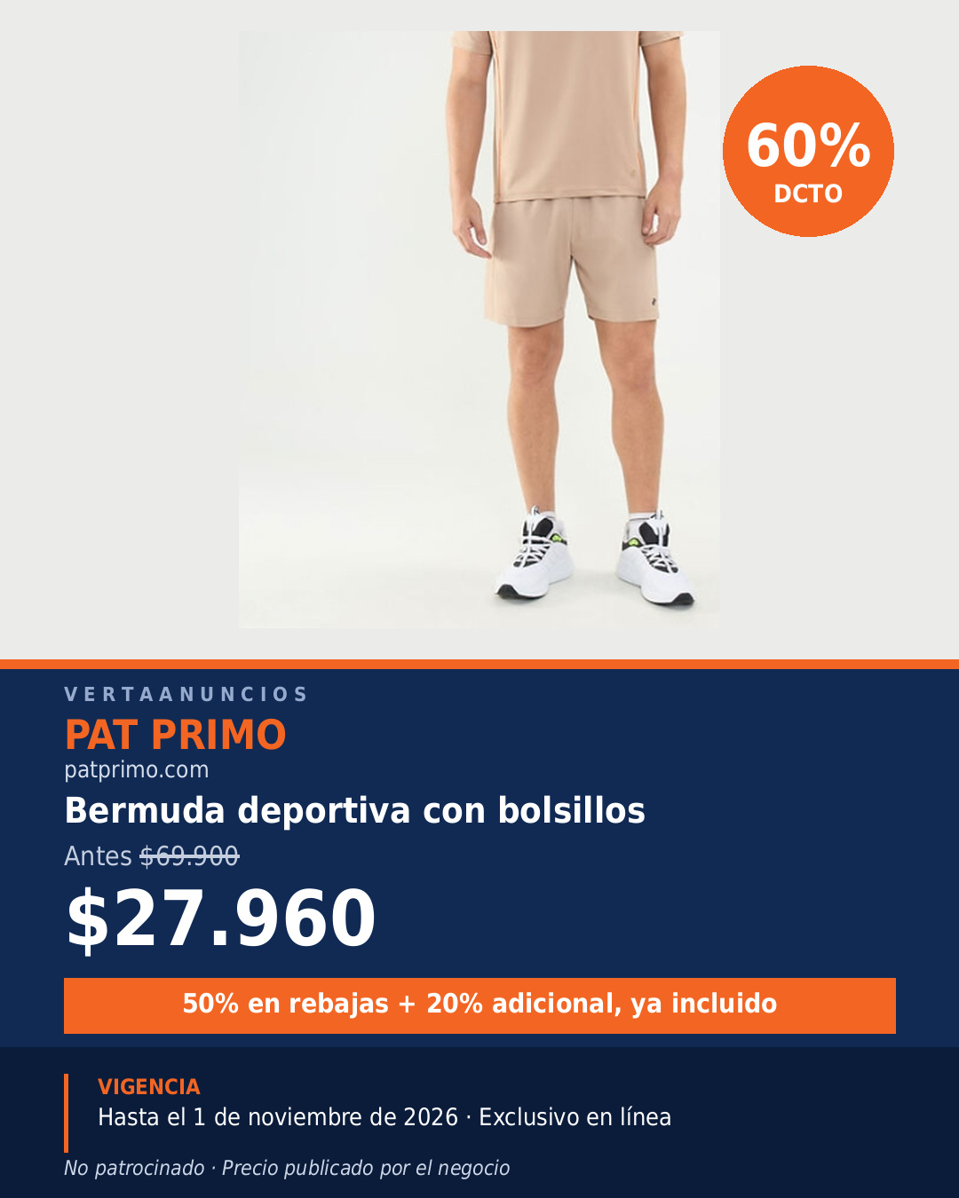 Bermuda deportiva con bolsillos — Pat Primo