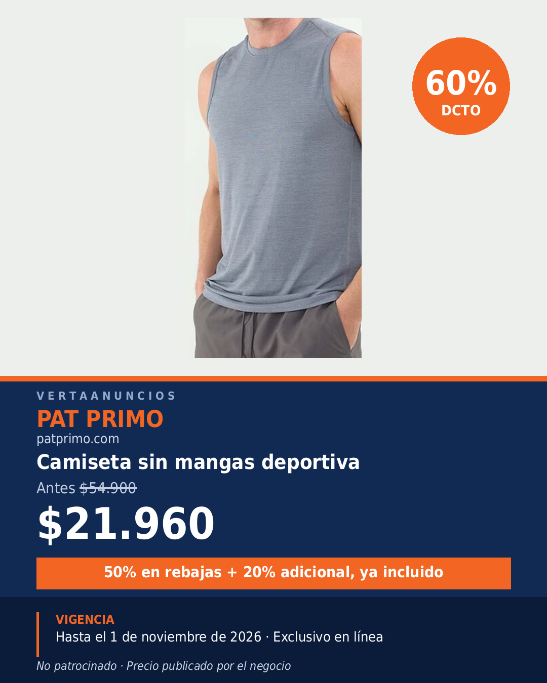 Camiseta sin mangas deportiva — Pat Primo
