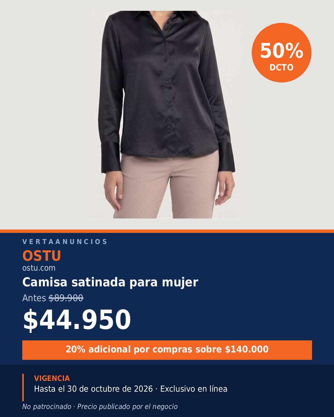 Camisa satinada para mujer — OSTU