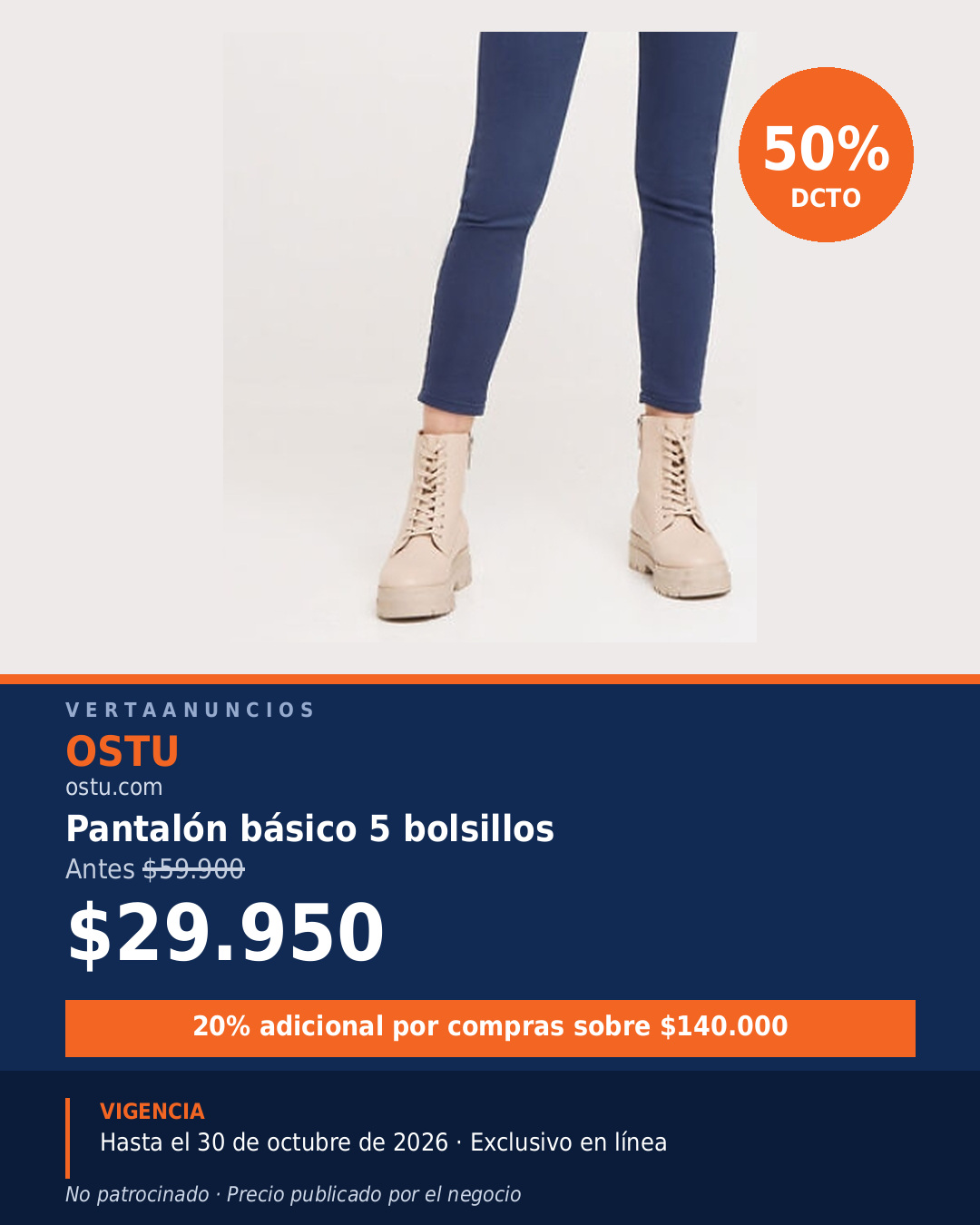 Pantalón básico 5 bolsillos — OSTU
