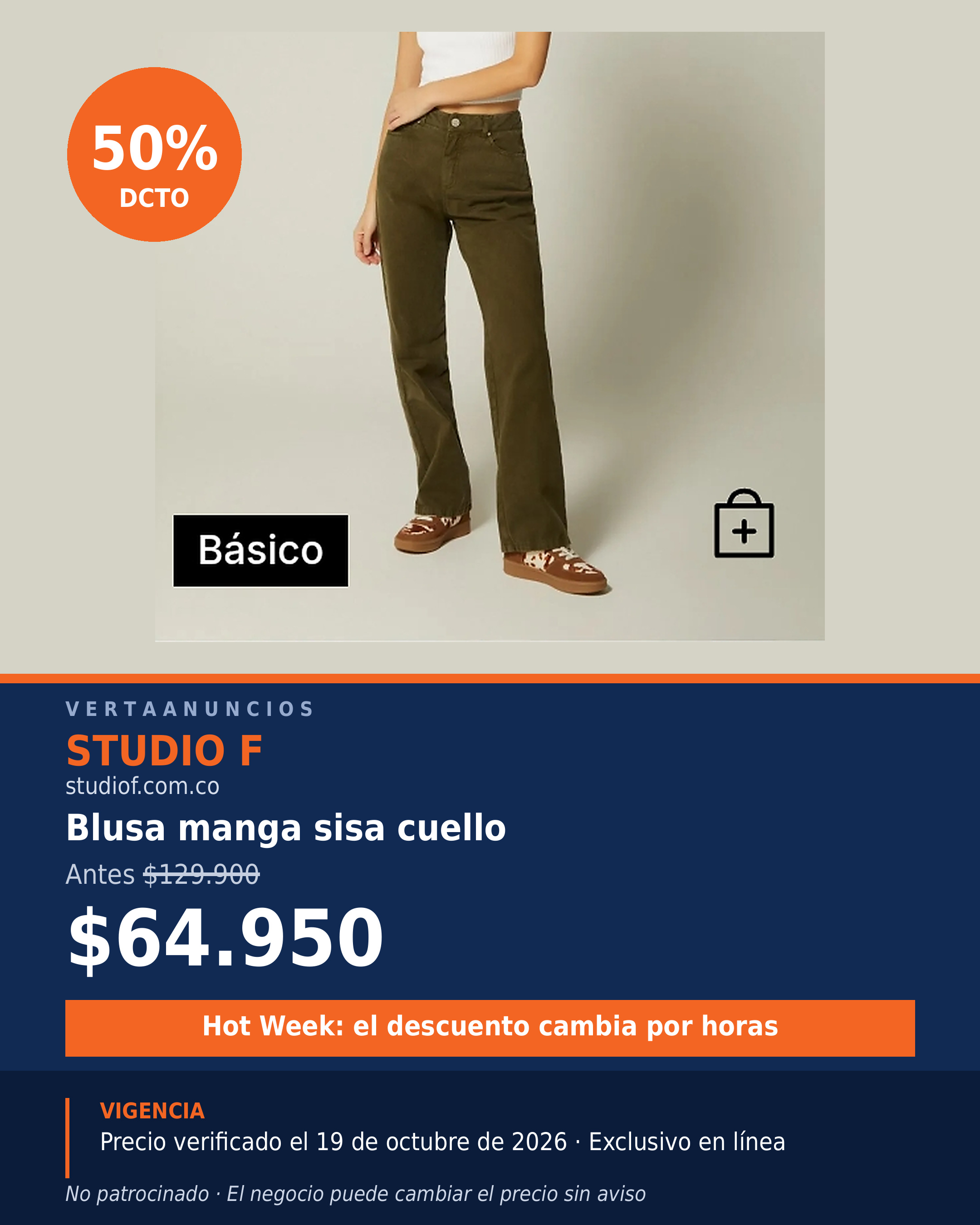 Blusa manga sisa cuello — Studio F