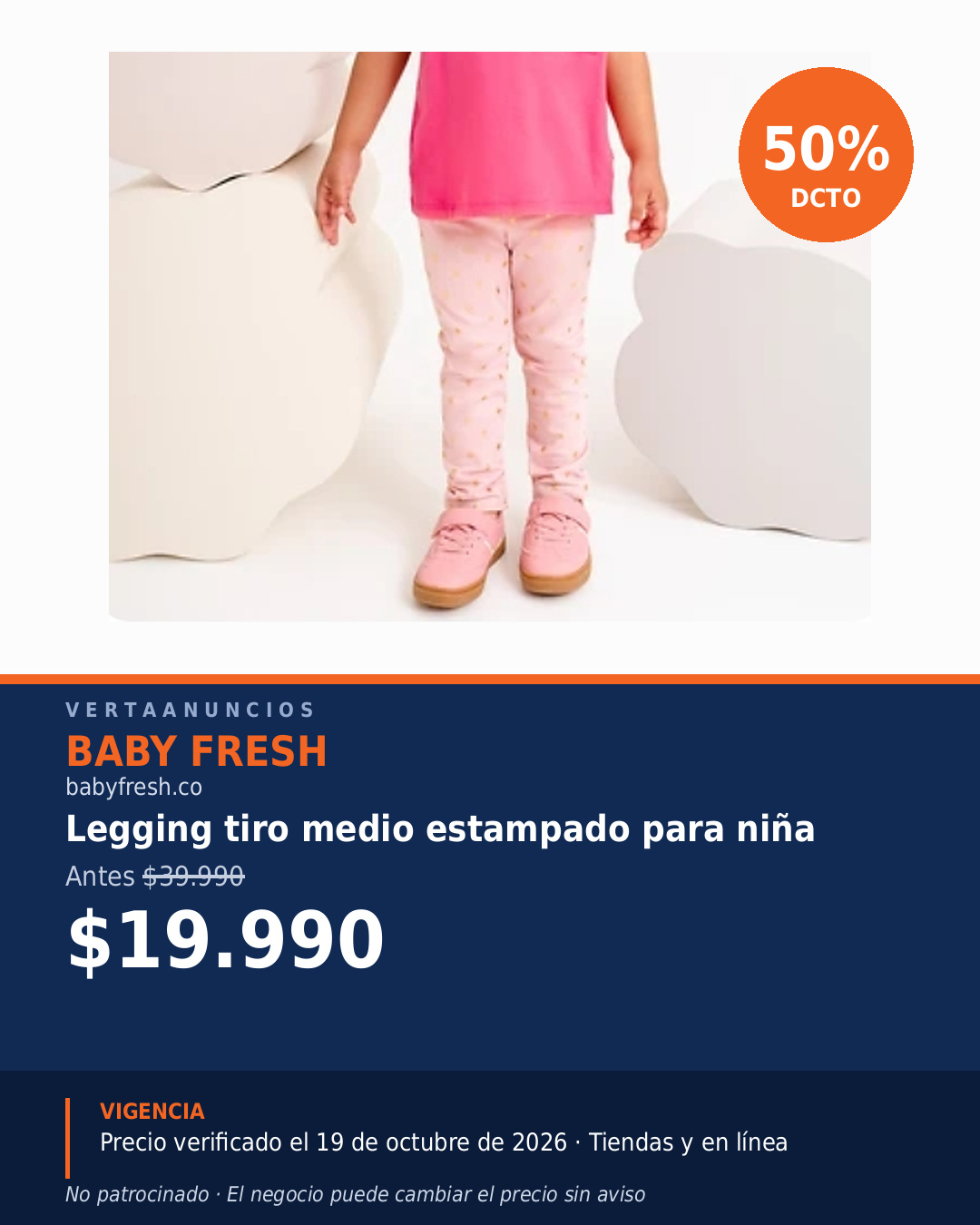 Legging tiro medio estampado para niña — Baby Fresh