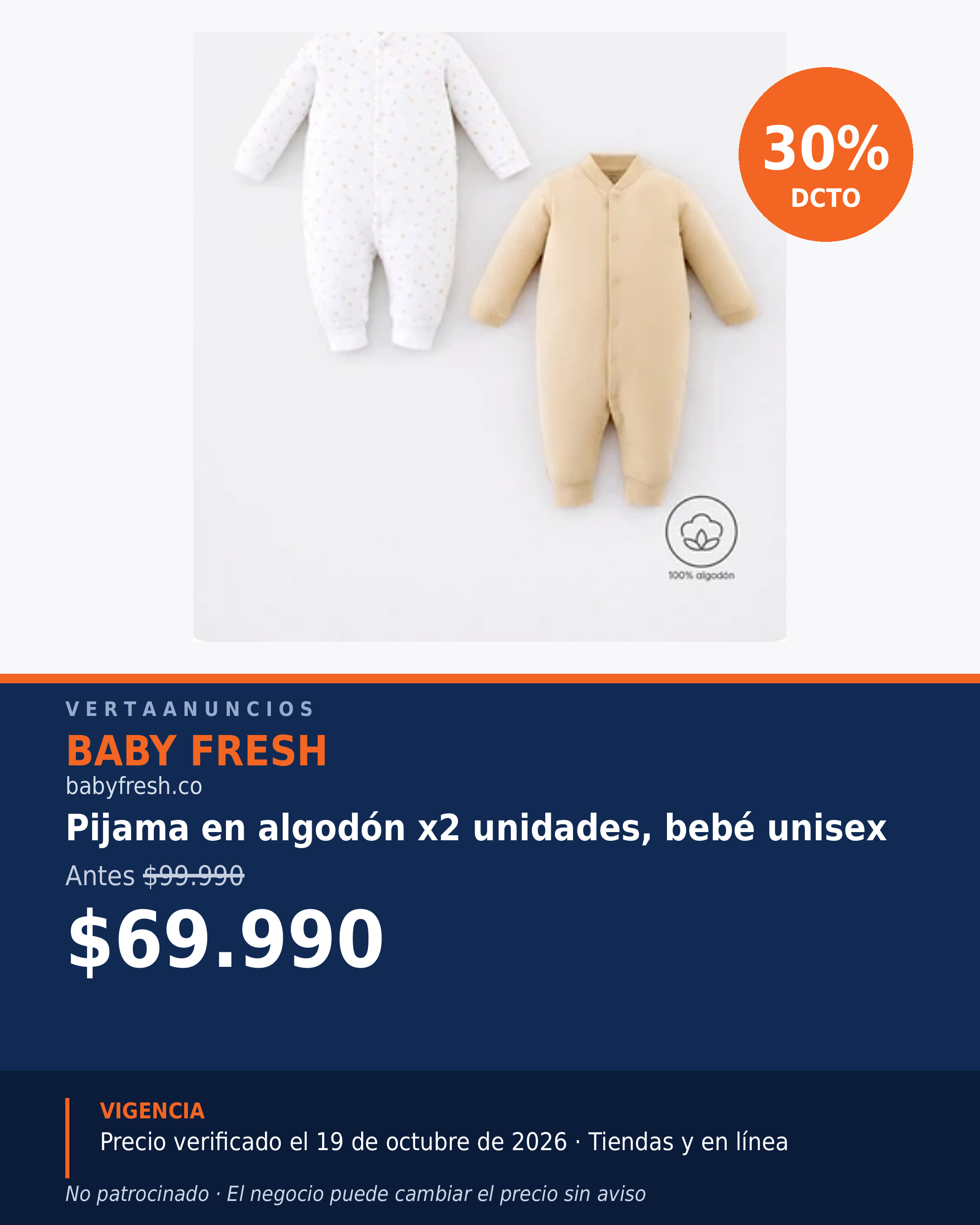 Pijama en algodón x2 unidades, bebé unisex — Baby Fresh