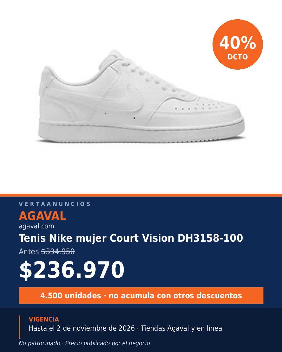 Tenis Nike mujer Court Vision DH3158-100 — Agaval