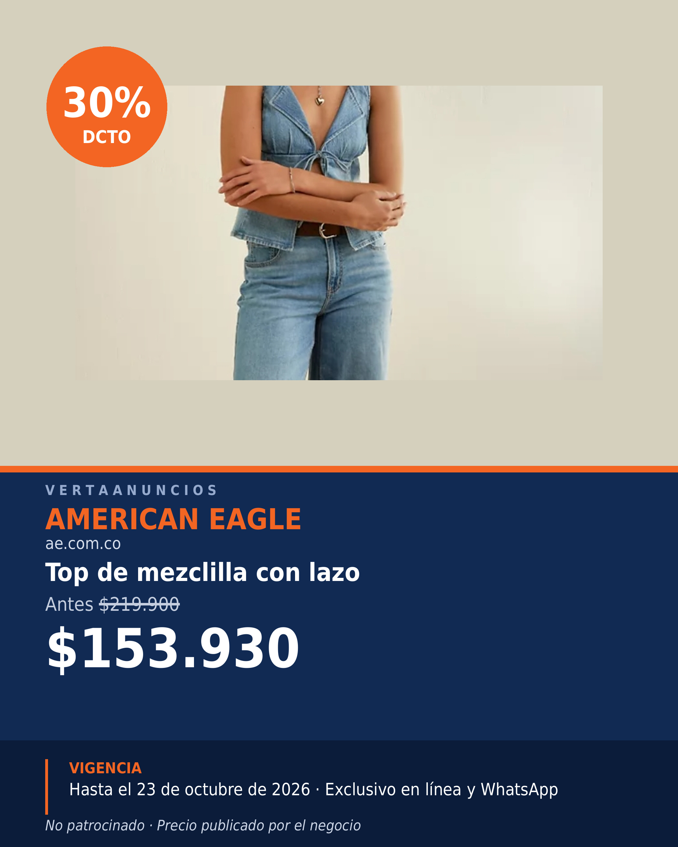 Top de mezclilla con lazo — American Eagle