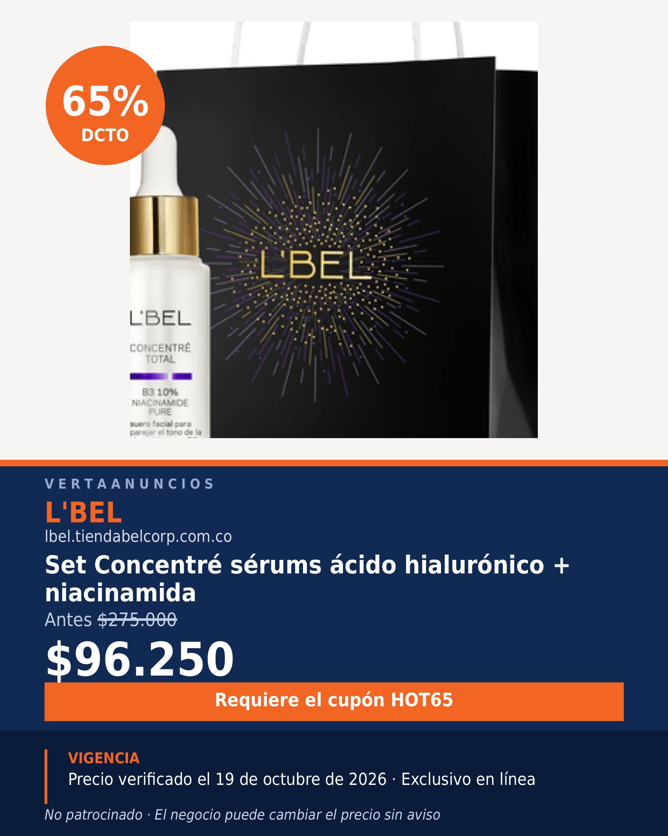 Set Concentré sérums ácido hialurónico + niacinamida — L'BEL