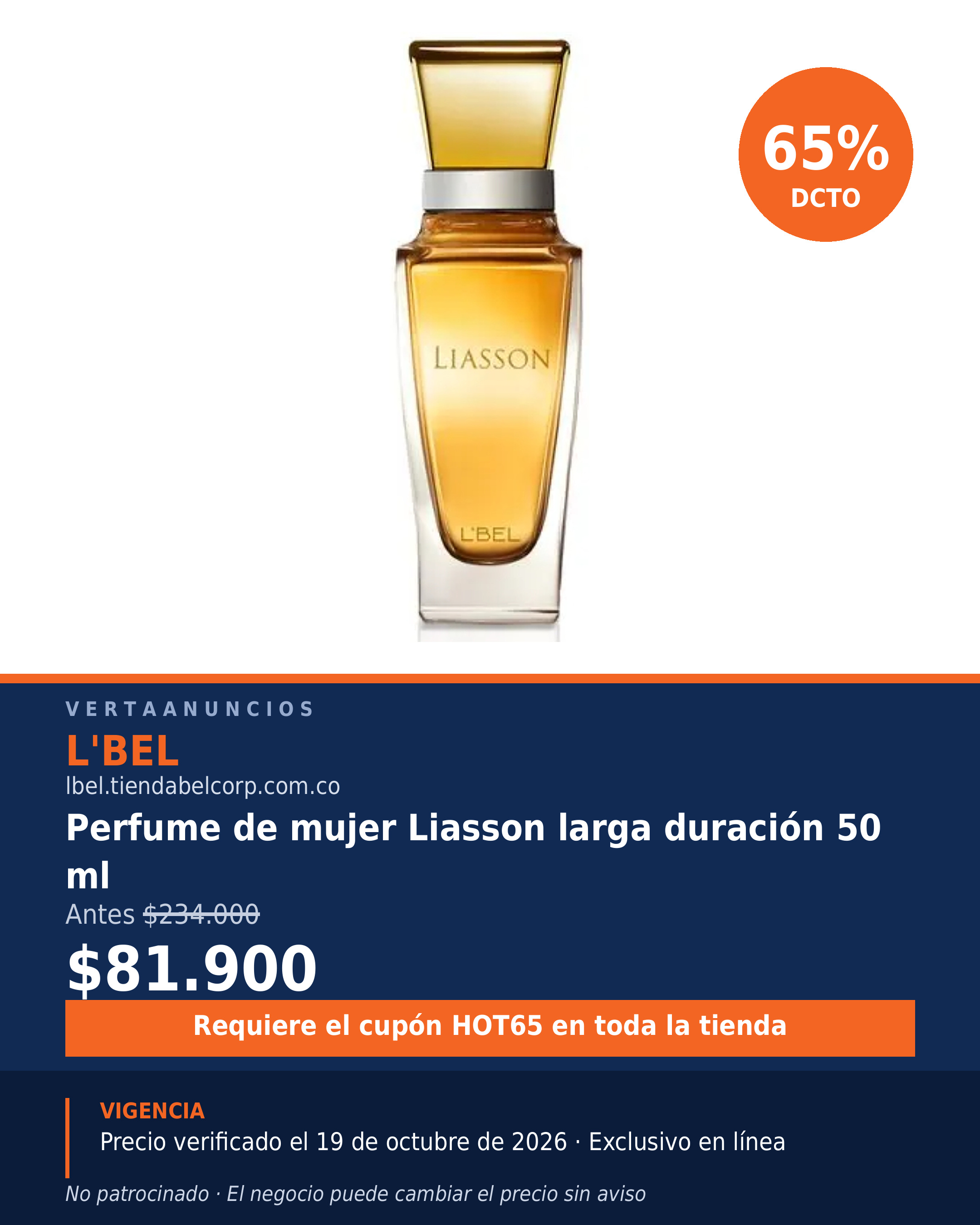 Perfume de mujer Liasson larga duración 50 ml — L'BEL