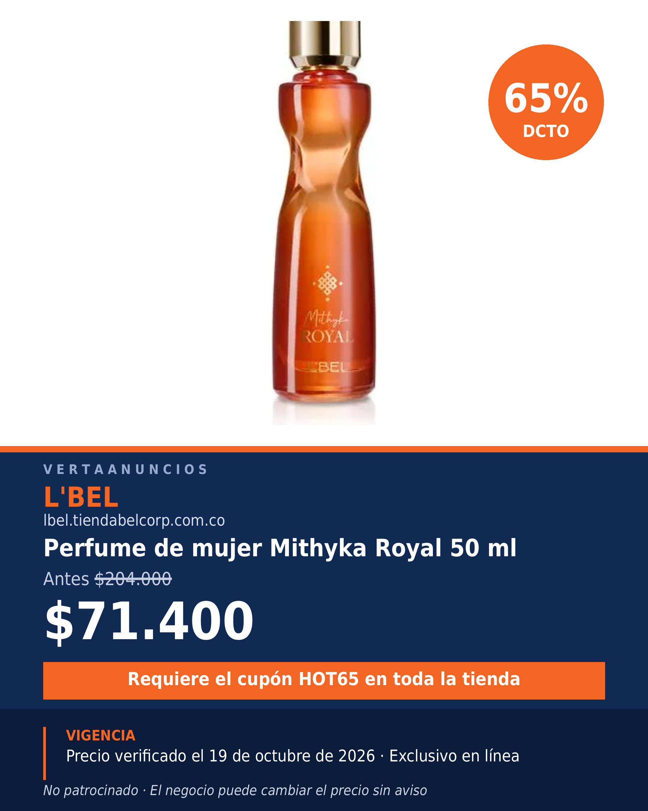 Perfume de mujer Mithyka Royal 50 ml — L'BEL