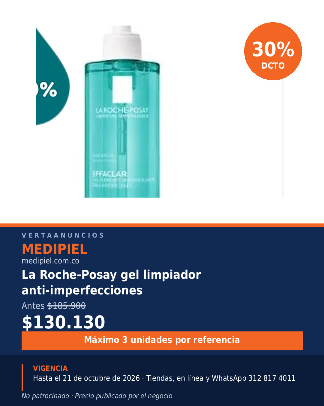 La Roche-Posay gel limpiador anti-imperfecciones — MediPiel