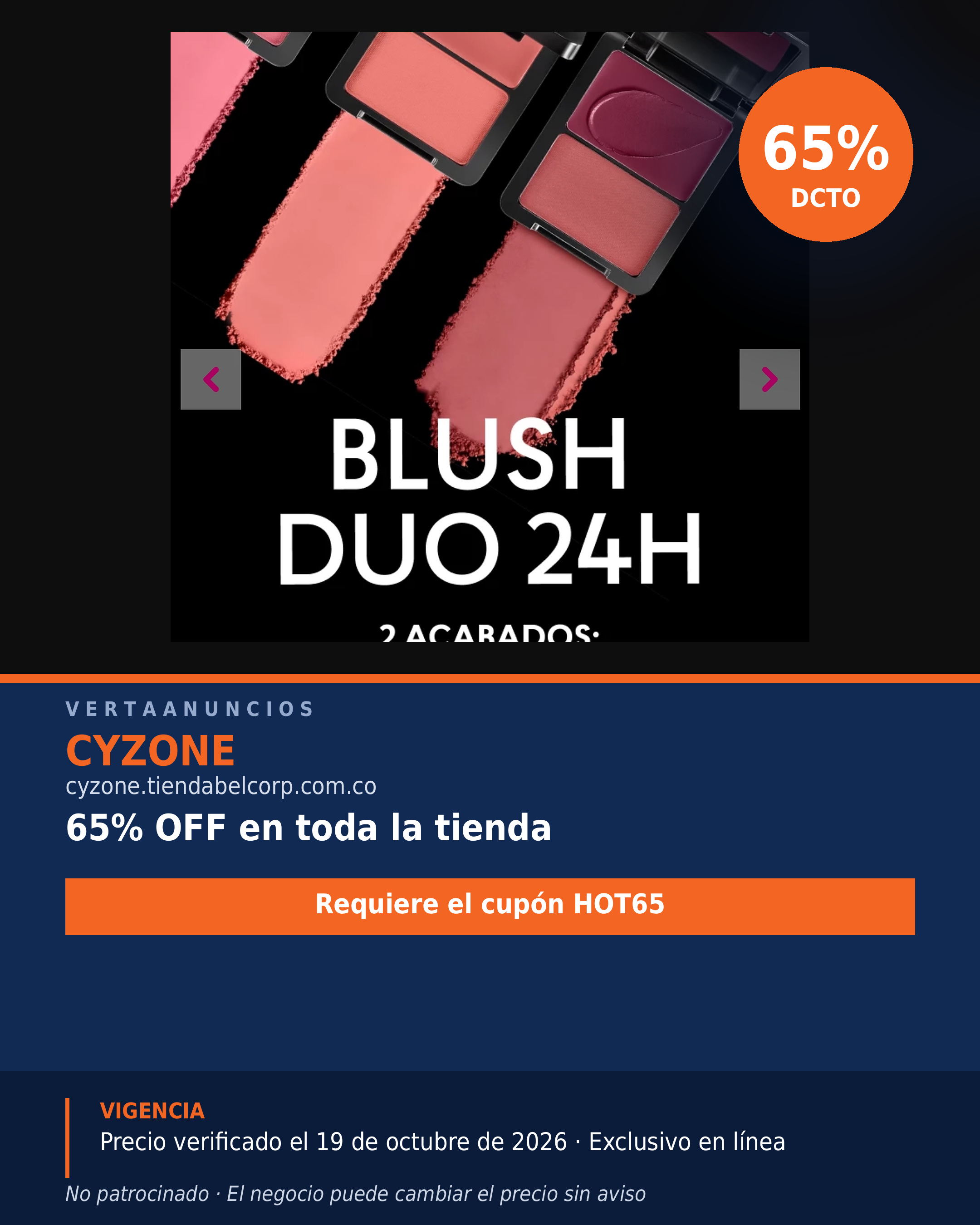 65% OFF en toda la tienda — Cyzone