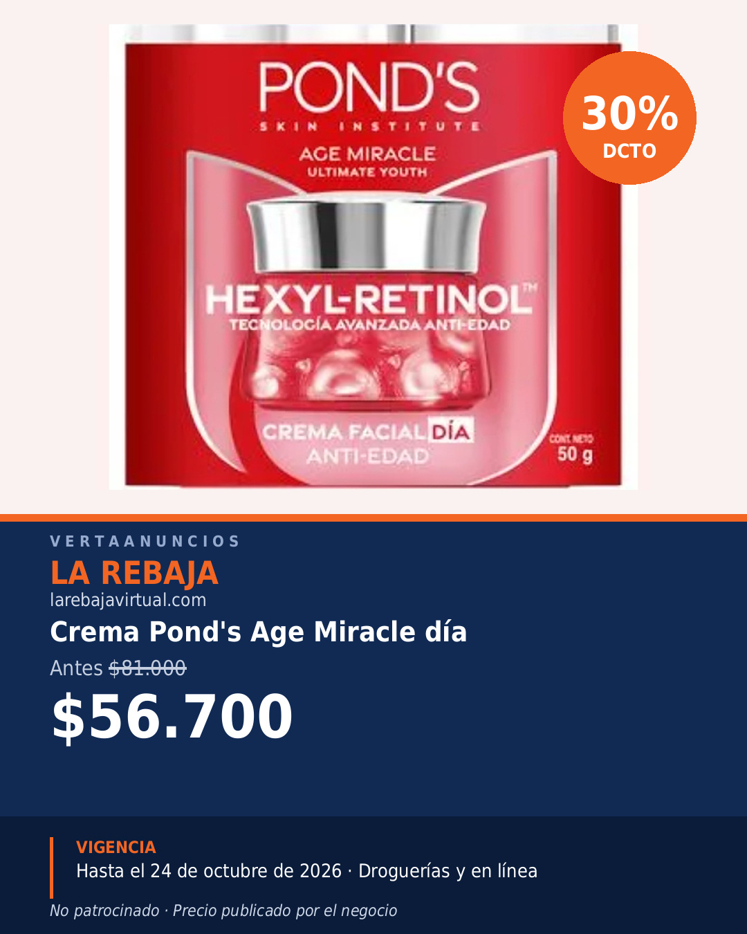 Crema Pond's Age Miracle día — La Rebaja