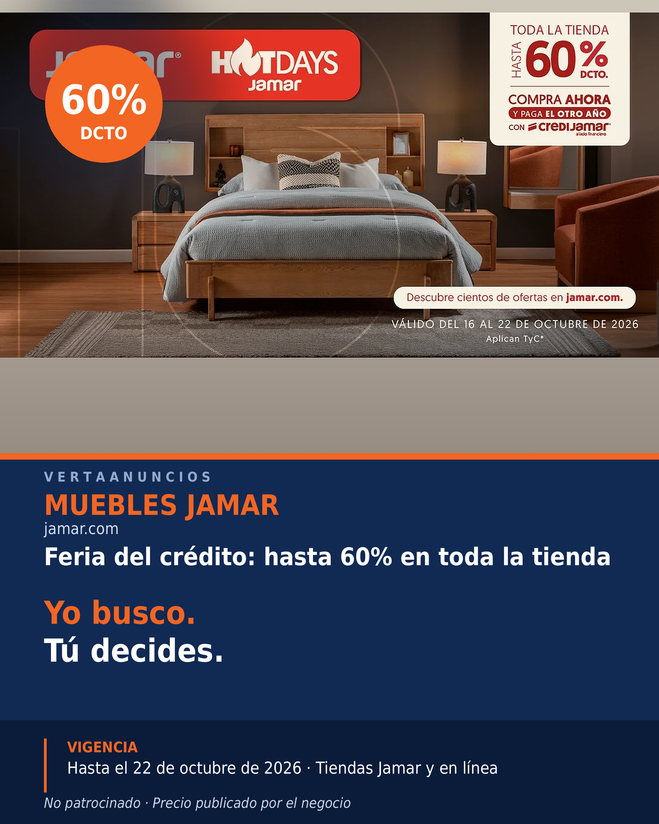 Feria del crédito: hasta 60% en toda la tienda — Muebles Jamar