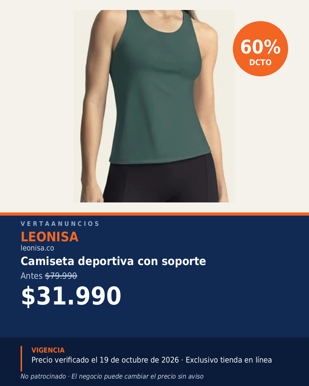 Camiseta deportiva con soporte — Leonisa
