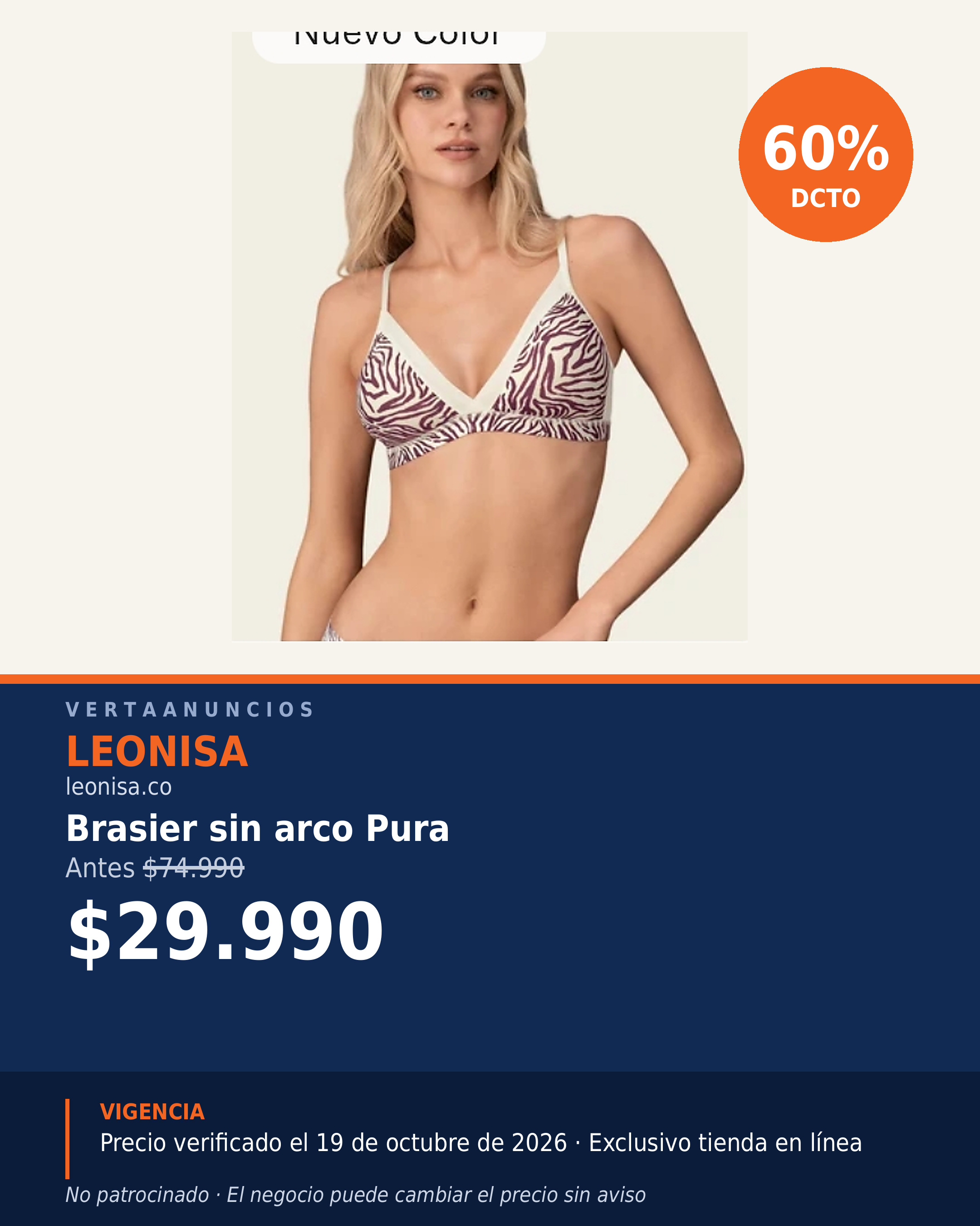 Brasier sin arco Pura — Leonisa