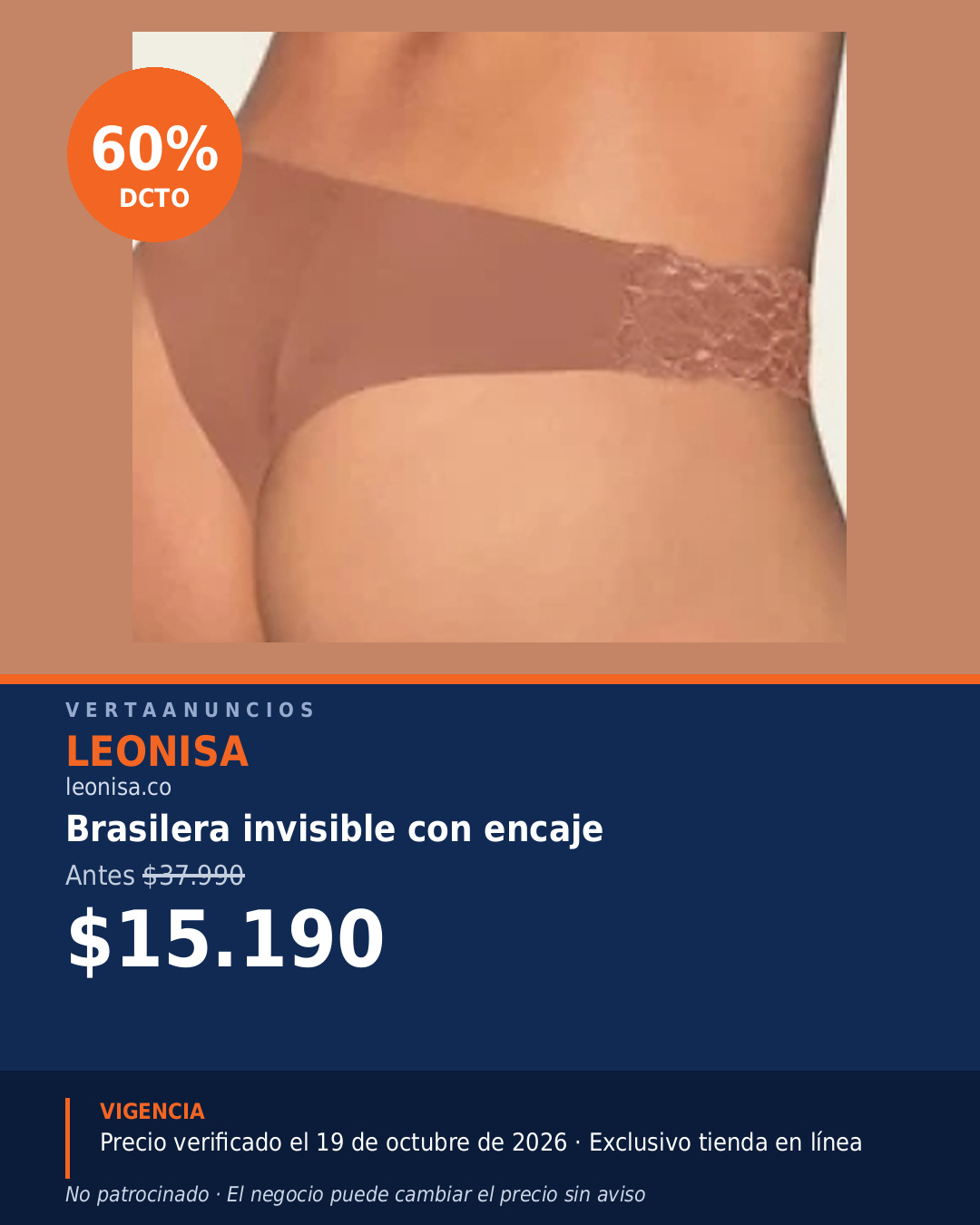 Brasilera invisible con encaje — Leonisa