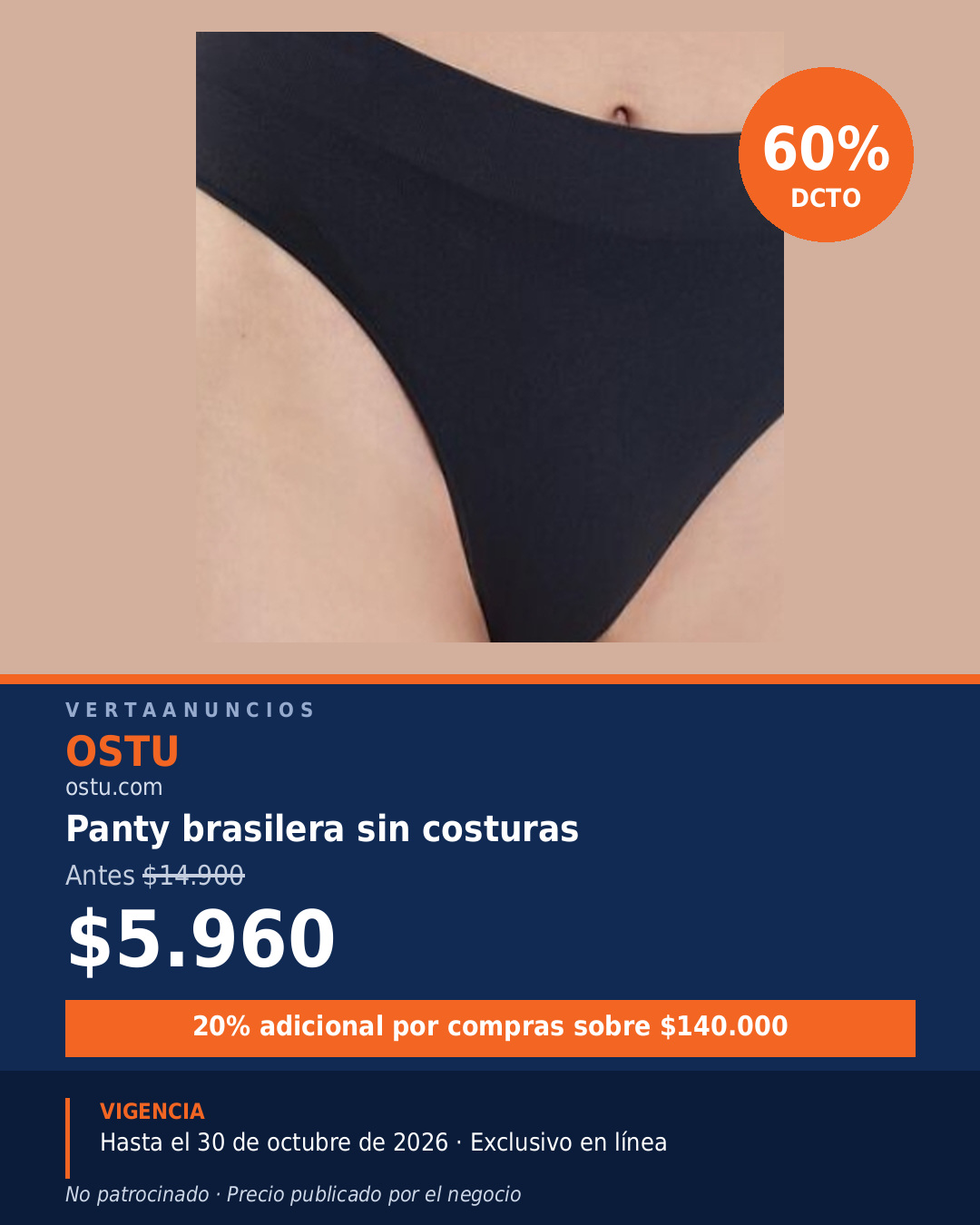 Panty brasilera sin costuras — OSTU