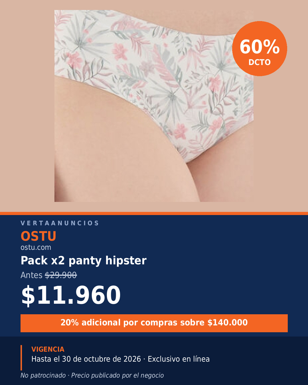 Pack x2 panty hipster — OSTU