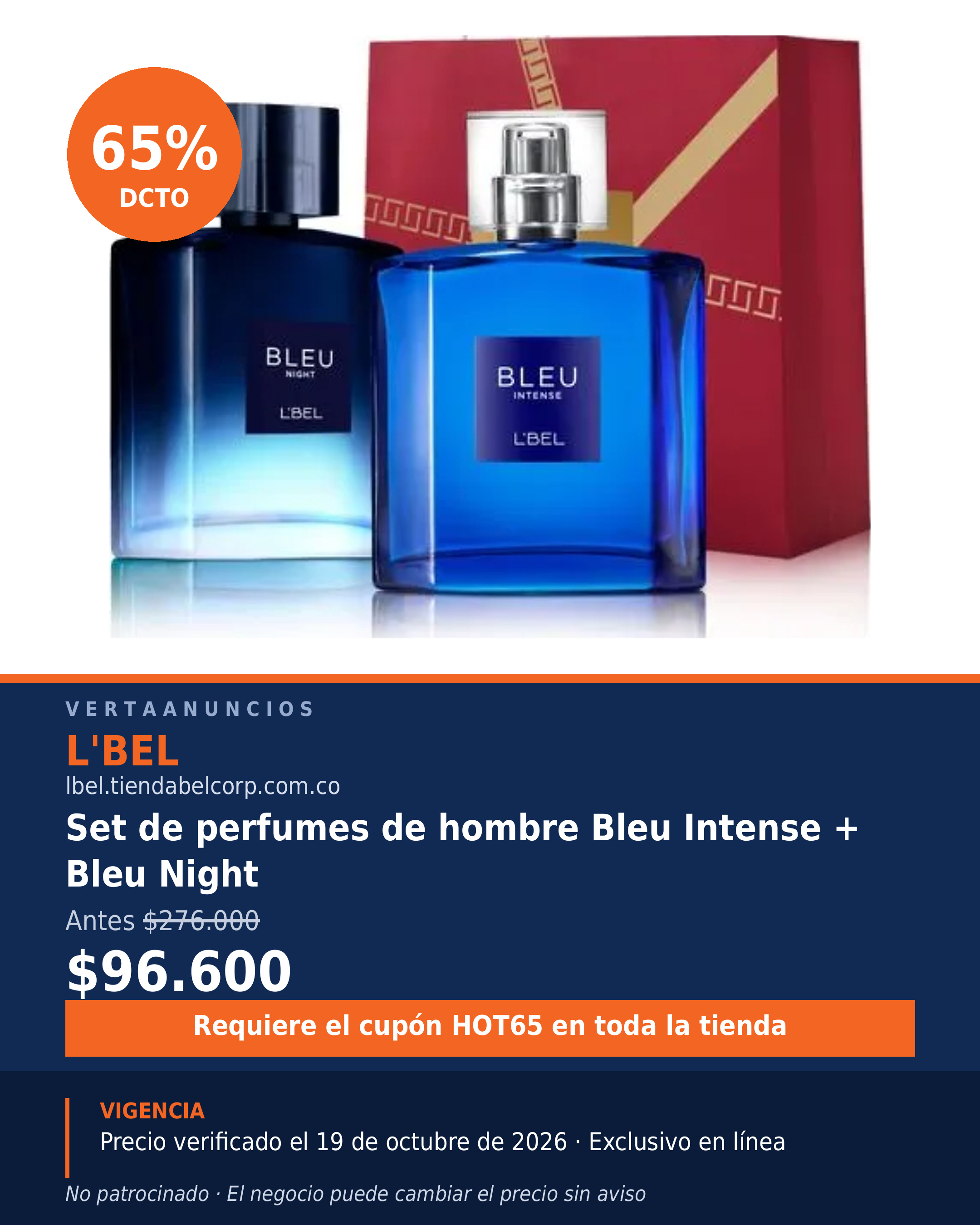 Set de perfumes de hombre Bleu Intense + Bleu Night — L'BEL