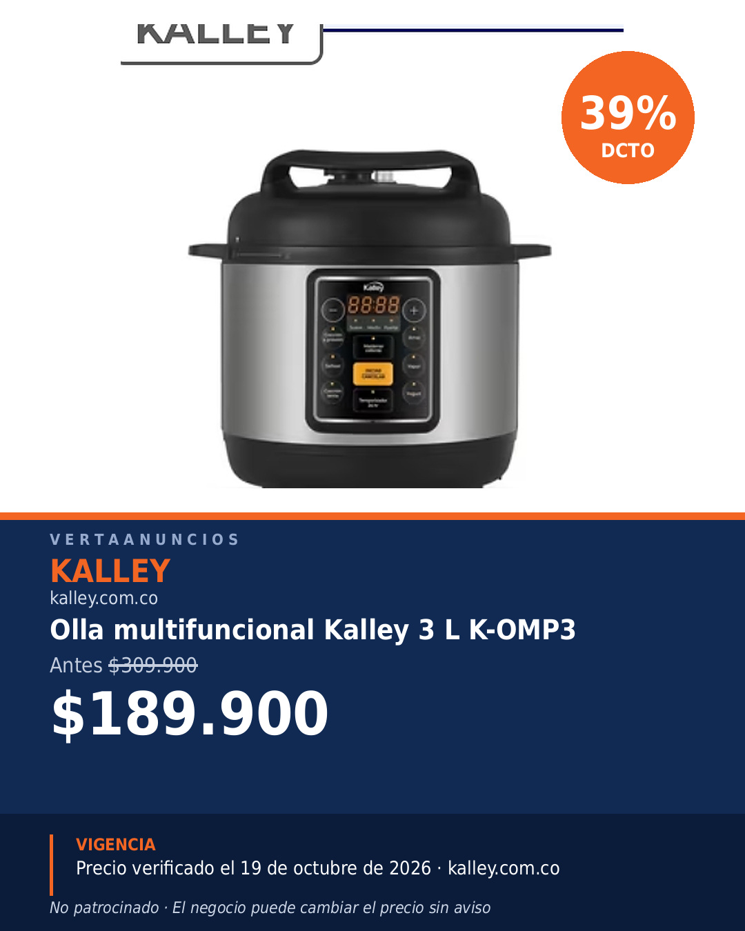 Olla multifuncional Kalley 3 L K-OMP3 — Kalley