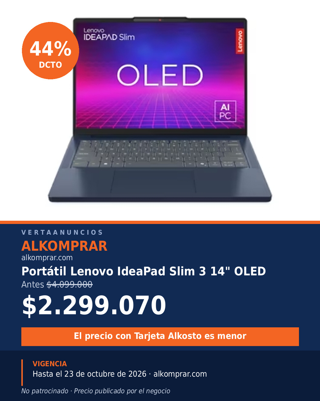 Portátil Lenovo IdeaPad Slim 3 14" OLED — Alkomprar