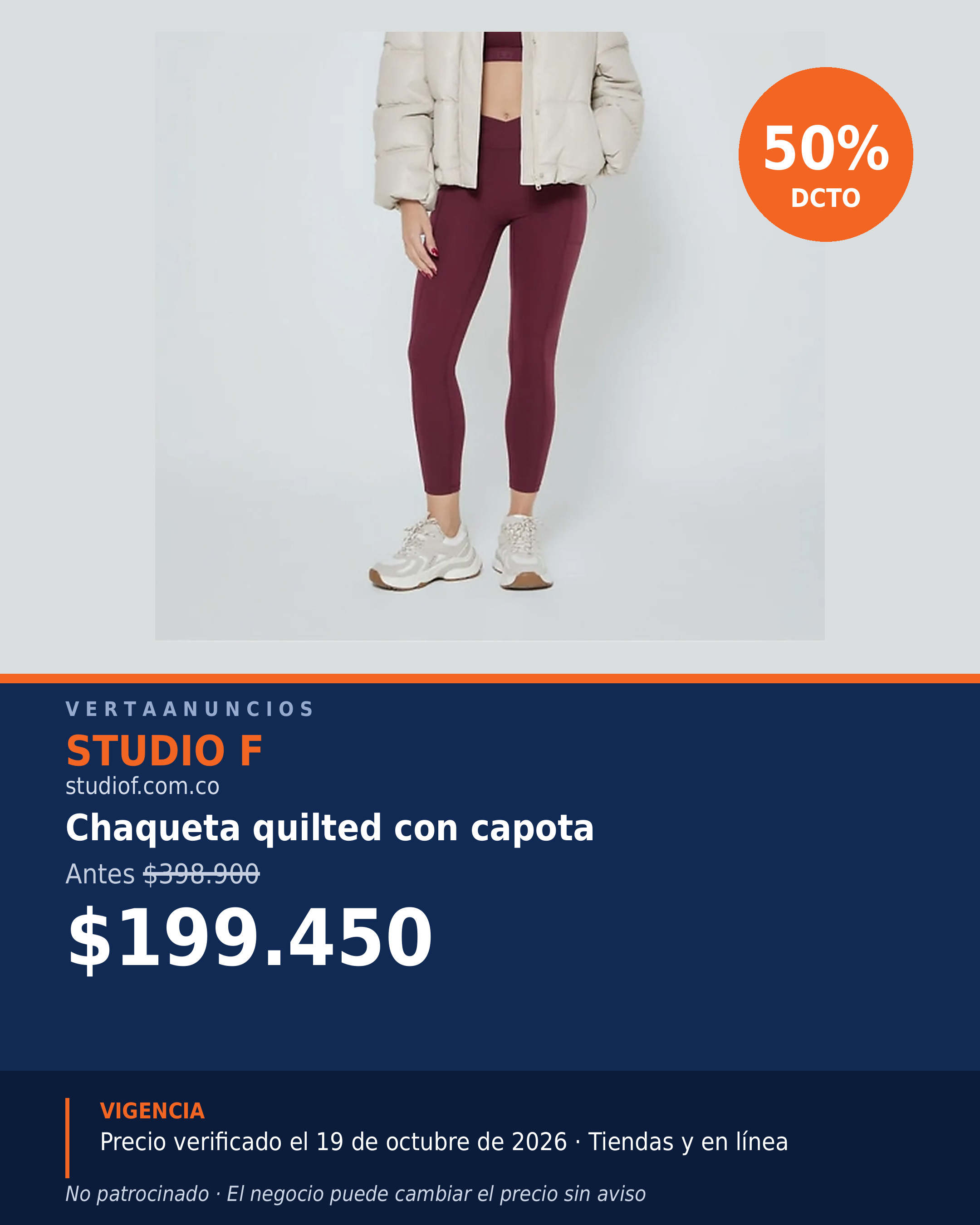Chaqueta quilted con capota — Studio F