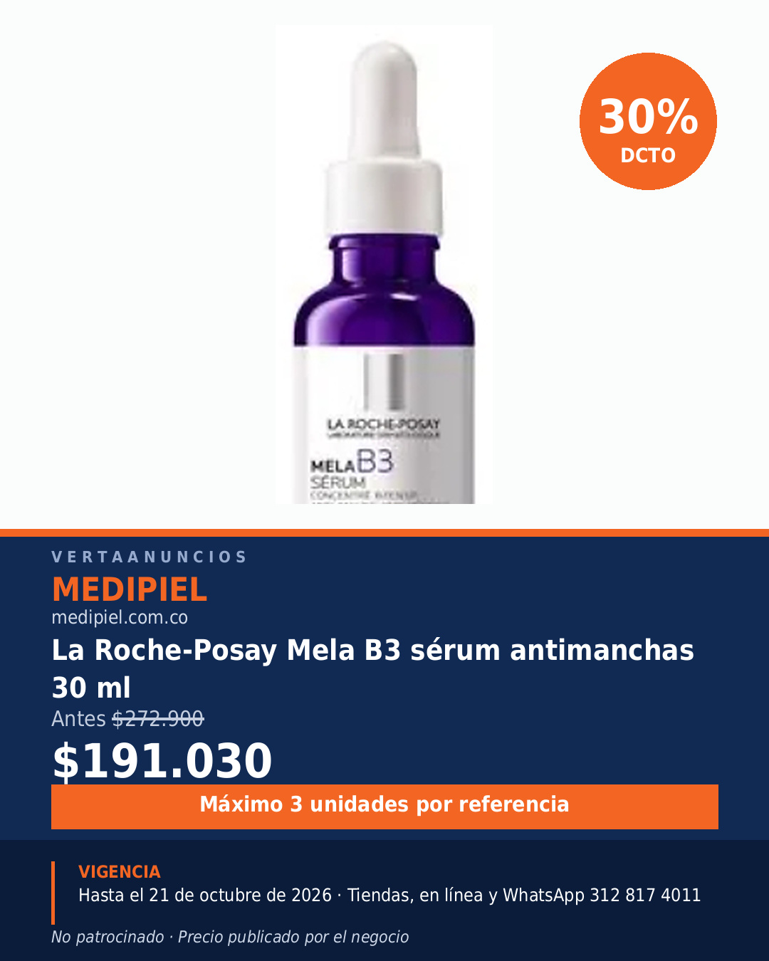 La Roche-Posay Mela B3 sérum antimanchas 30 ml — MediPiel