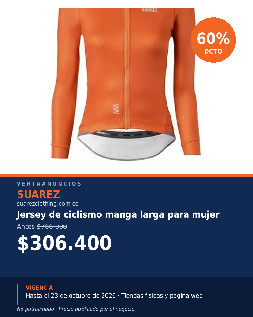 Jersey de ciclismo manga larga para mujer — Suarez