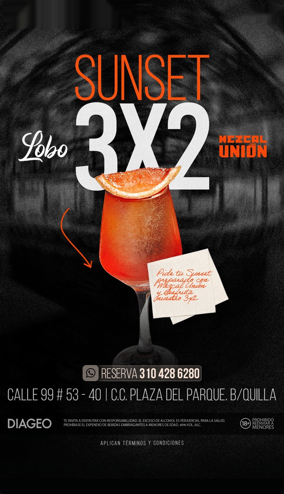 Sunset 3x2 con Mezcal Unión (+18) — Lobo